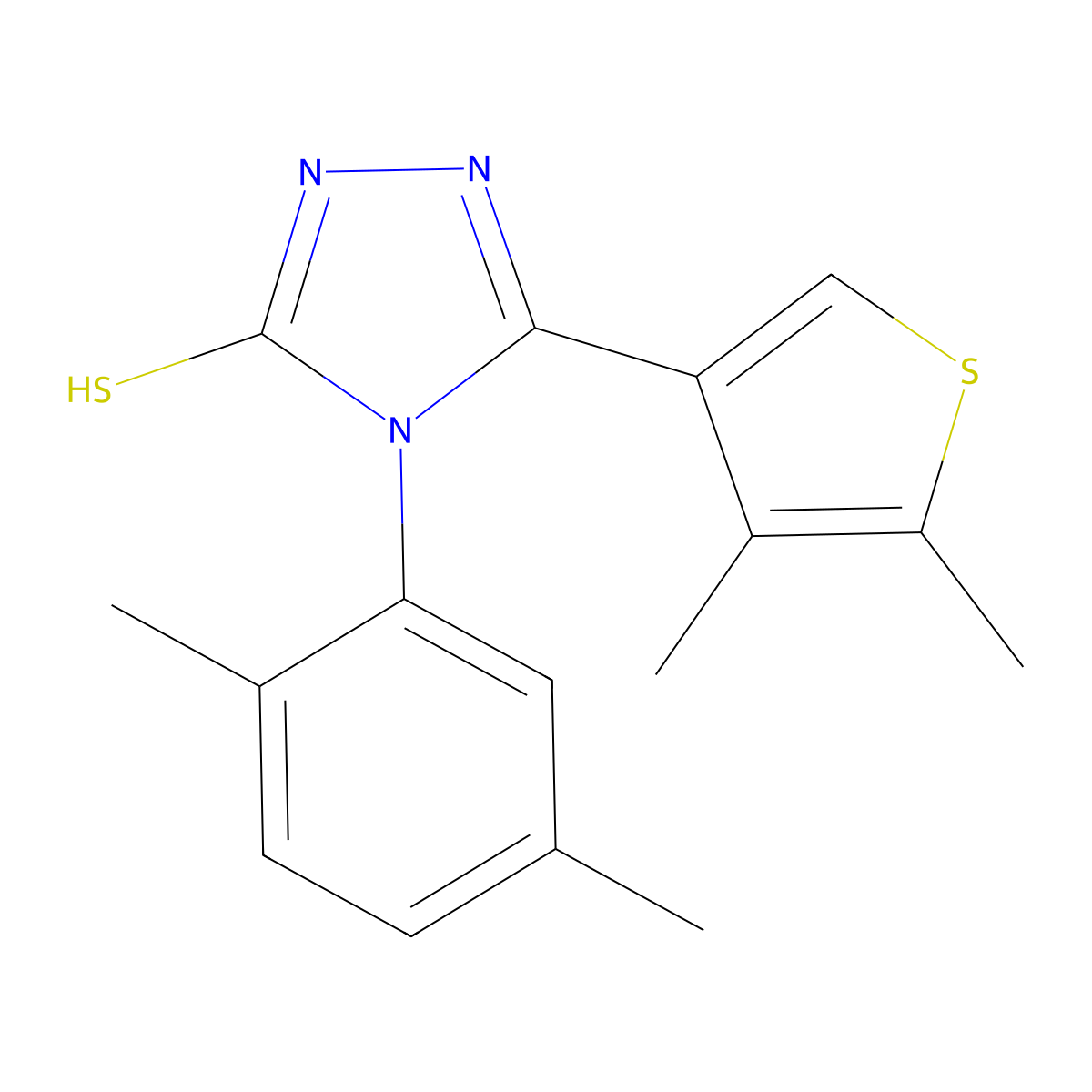 4-(2,5-dimethylphenyl)-3-(4,5-dimethylthiophen-3-yl)-1H-1,2,4-triazole-5-thione molecular structure, CAS 438235-13-3