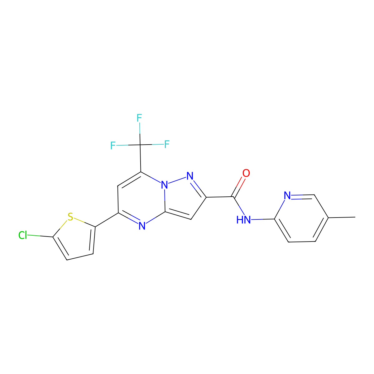 5-(5-chlorothiophen-2-yl)-N-(5-methylpyridin-2-yl)-7-(trifluoromethyl)pyrazolo[1,5-a]pyrimidine-2-carboxamide molecular structure, CAS 438235-15-5