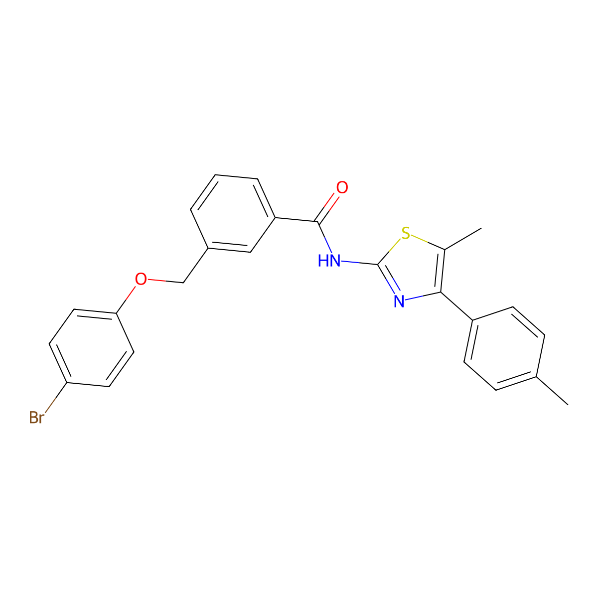 3-[(4-bromophenoxy)methyl]-N-[5-methyl-4-(4-methylphenyl)-1,3-thiazol-2-yl]benzamide molecular structure, CAS 438235-17-7