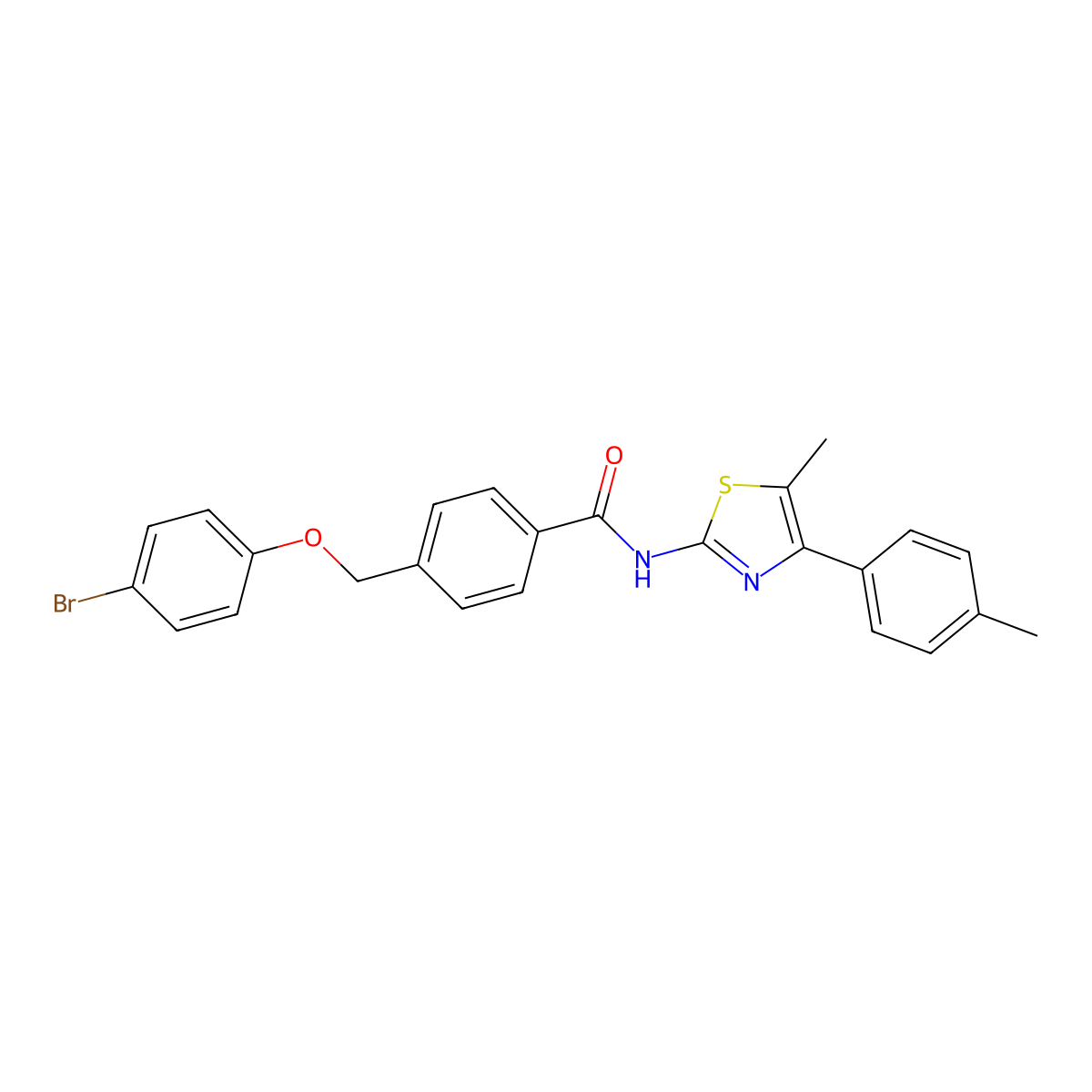 4-[(4-bromophenoxy)methyl]-N-[5-methyl-4-(4-methylphenyl)-1,3-thiazol-2-yl]benzamide molecular structure, CAS 438235-32-6