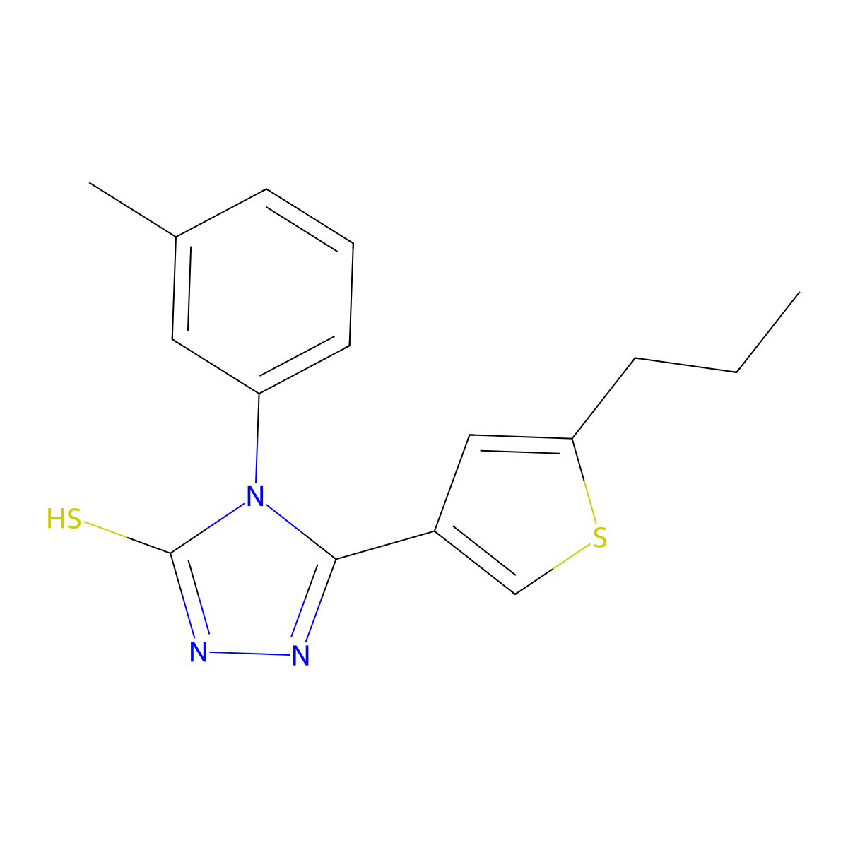 4-(3-methylphenyl)-3-(5-propyl-3-thiophenyl)-1H-1,2,4-triazole-5-thione molecular structure, CAS 438235-34-8