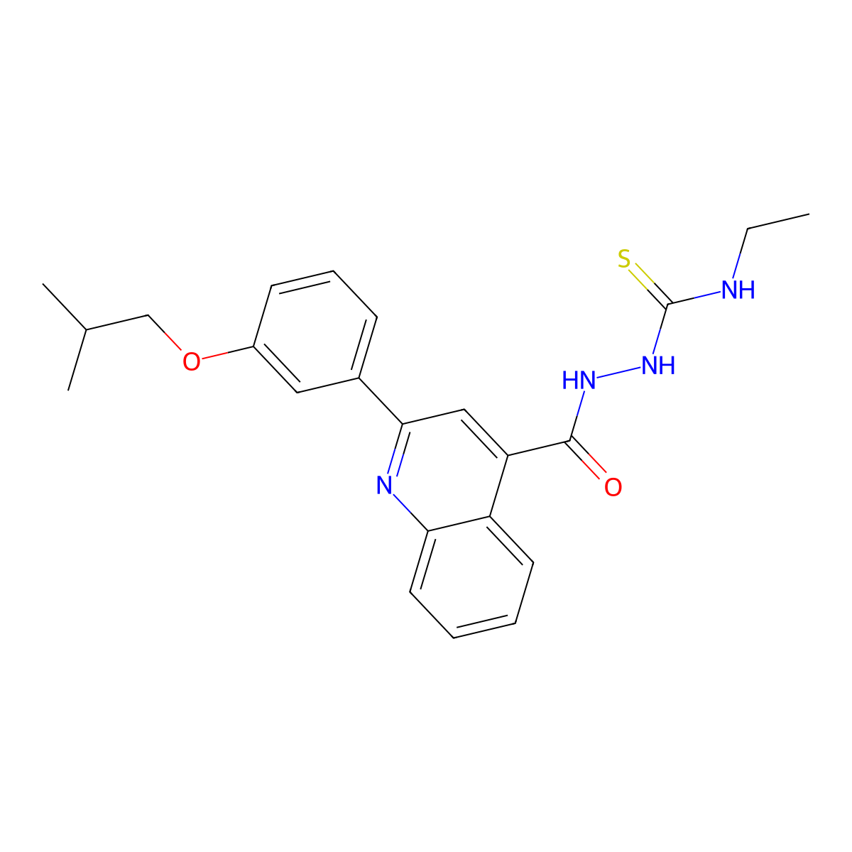 1-Ethyl-3-[[2-[3-(2-methylpropoxy)phenyl]quinoline-4-carbonyl]amino]thiourea molecular structure, CAS 438235-38-2