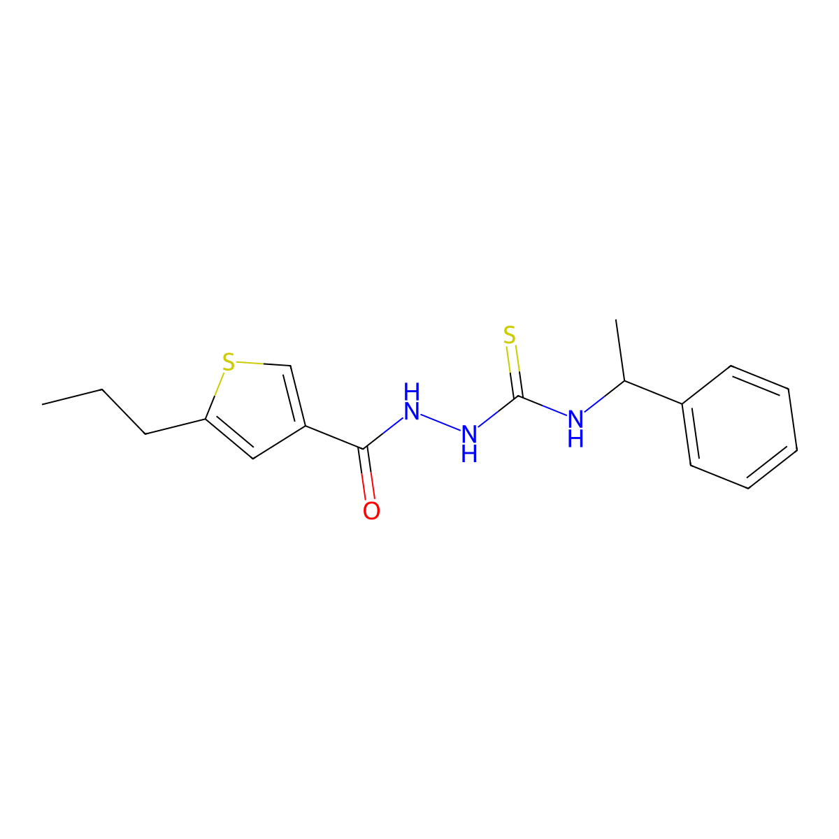 1-(1-Phenylethyl)-3-[(5-propylthiophene-3-carbonyl)amino]thiourea molecular structure, CAS 438235-49-5