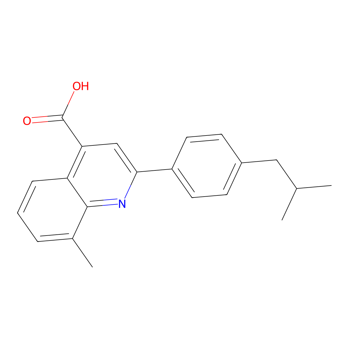 8-Methyl-2-[4-(2-methylpropyl)phenyl]quinoline-4-carboxylic acid molecular structure, CAS 438235-50-8