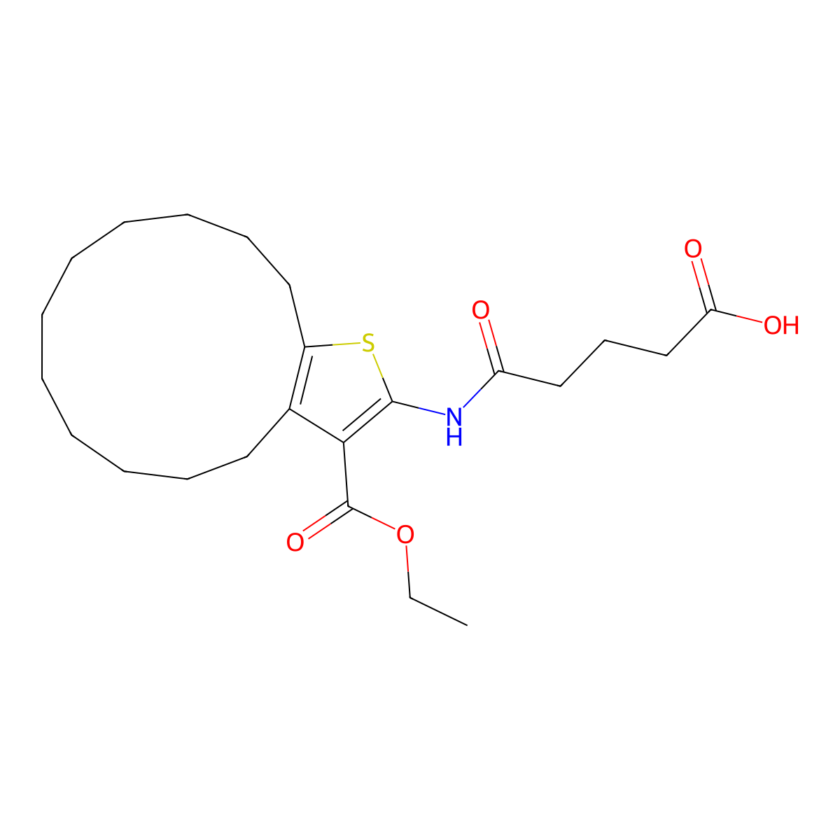 5-[(16-Ethoxycarbonyl-14-thiabicyclo[11.3.0]hexadeca-1(13),15-dien-15-yl)amino]-5-oxopentanoic acid molecular structure, CAS 438235-54-2