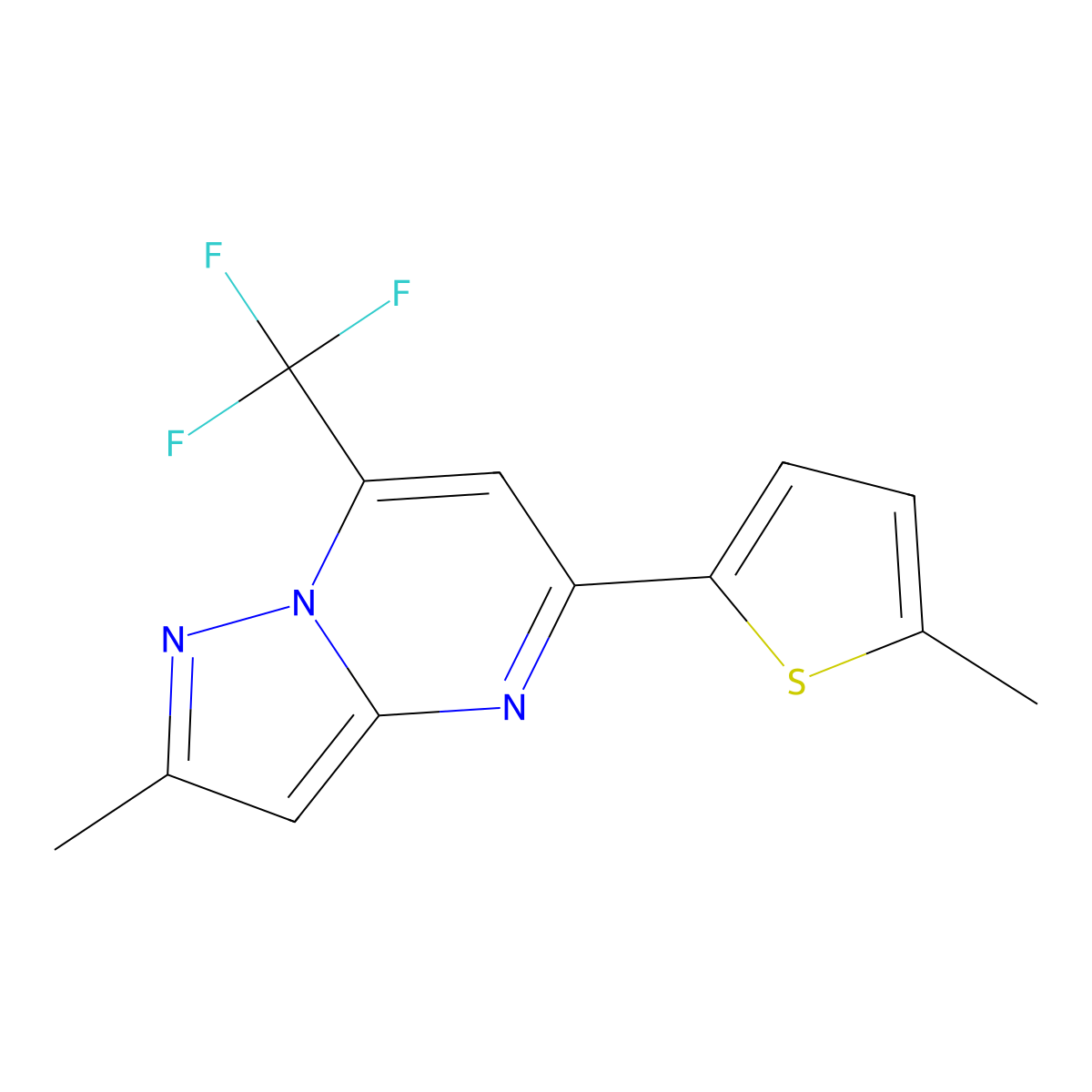 2-Methyl-5-(5-methylthiophen-2-yl)-7-(trifluoromethyl)pyrazolo[1,5-a]pyrimidine molecular structure, CAS 438235-70-2