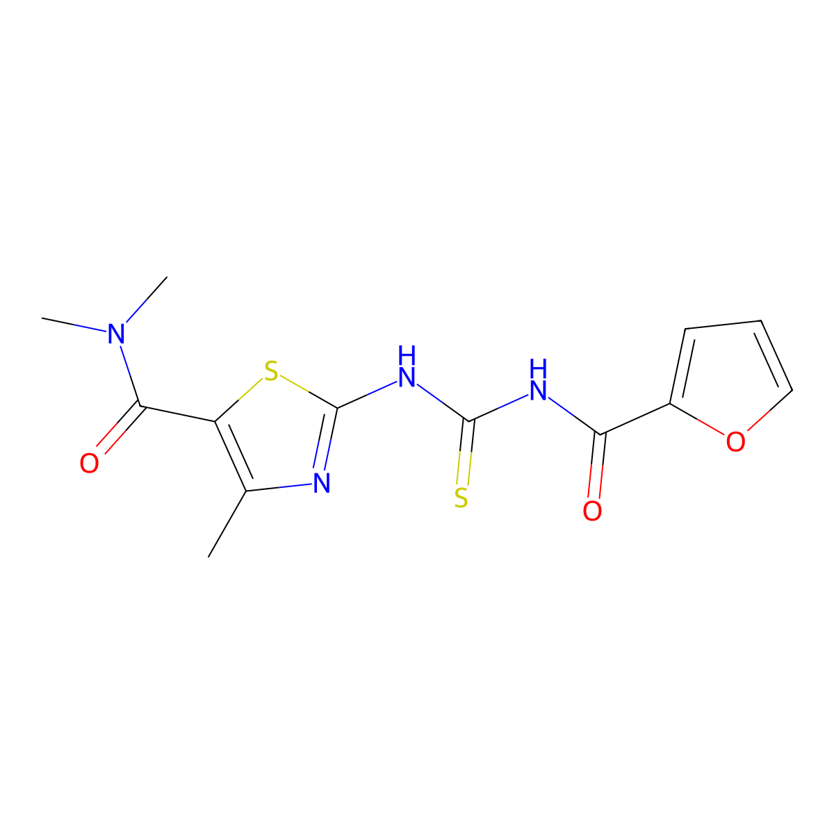 2-(furan-2-carbonylcarbamothioylamino)-N,N,4-trimethyl-1,3-thiazole-5-carboxamide molecular structure, CAS 438235-80-4