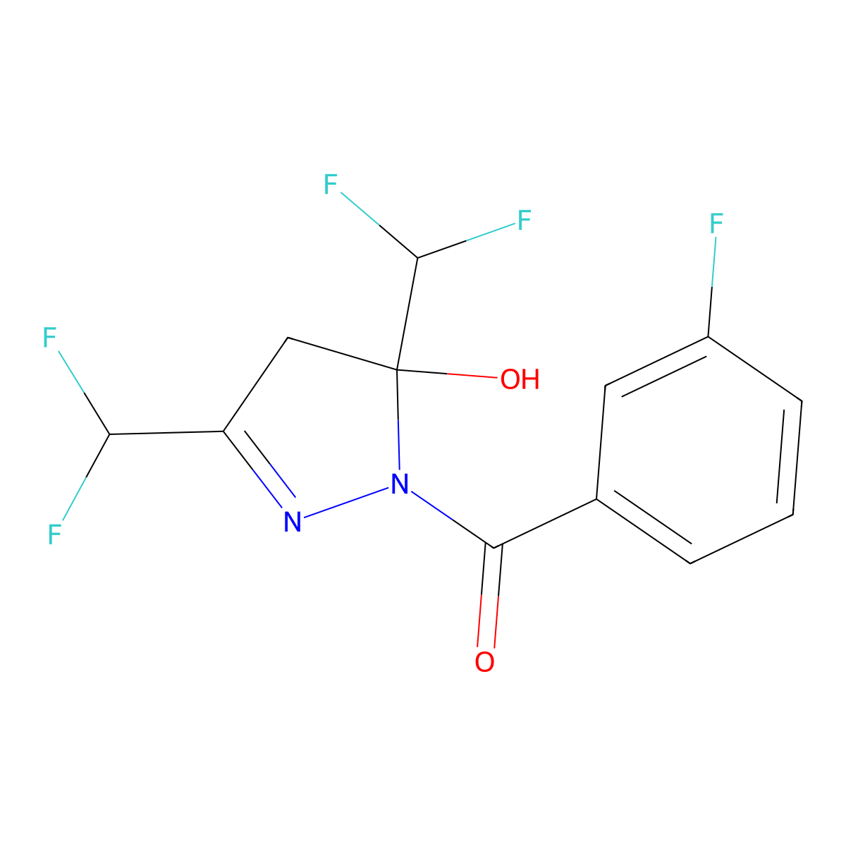 3,5-bis(difluoromethyl)-1-(3-fluorobenzoyl)-4,5-dihydro-1H-pyrazol-5-ol molecular structure, CAS 438235-82-6