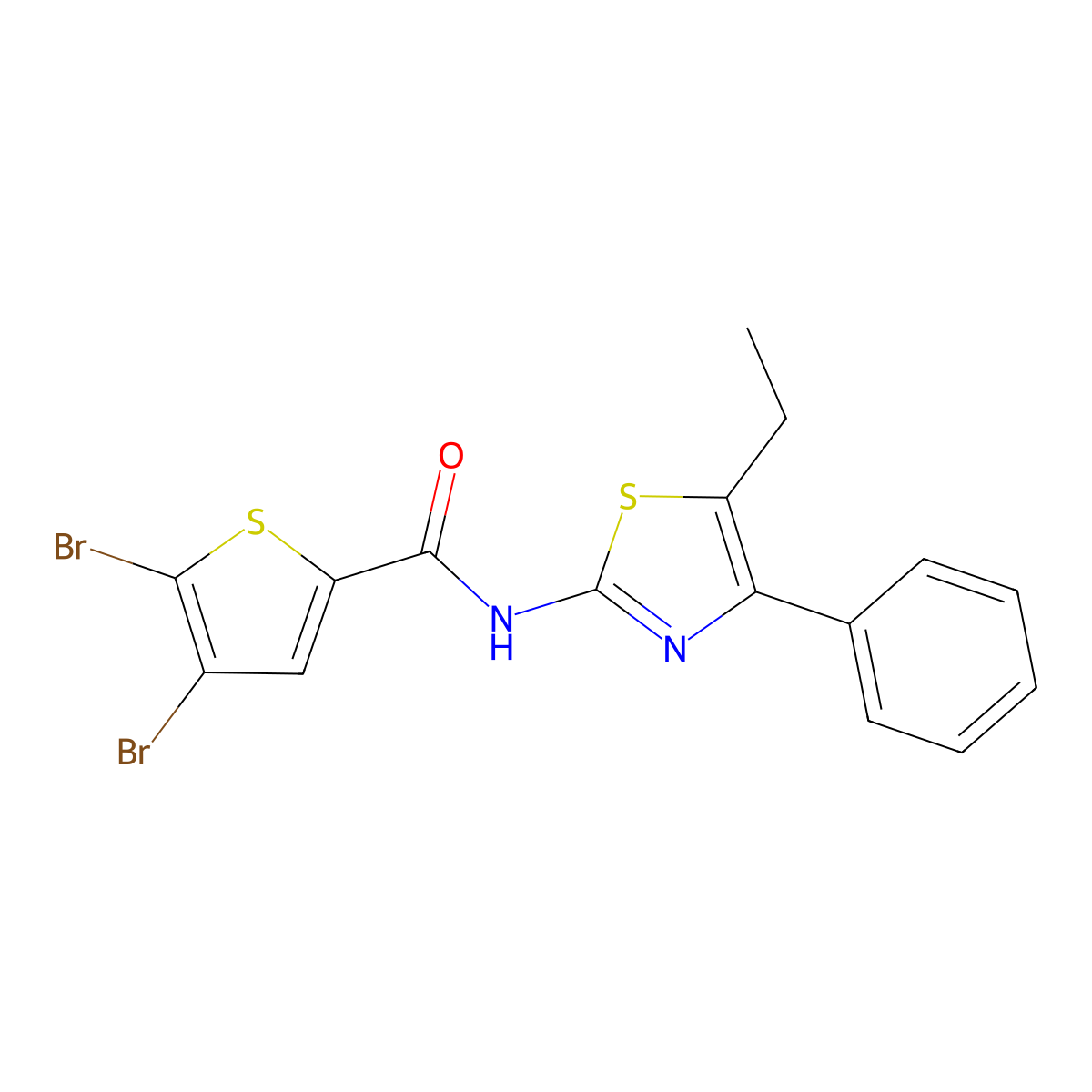 4,5-dibromo-N-(5-ethyl-4-phenyl-1,3-thiazol-2-yl)thiophene-2-carboxamide molecular structure, CAS 438235-83-7