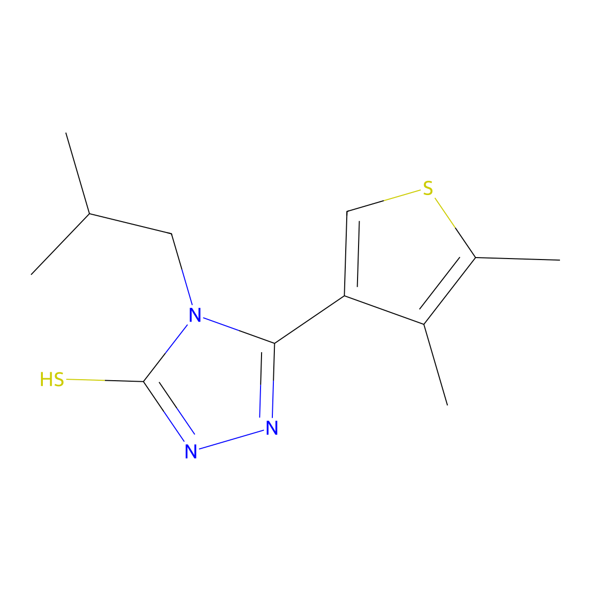 3-(4,5-dimethylthiophen-3-yl)-4-(2-methylpropyl)-1H-1,2,4-triazole-5-thione molecular structure, CAS 438235-86-0