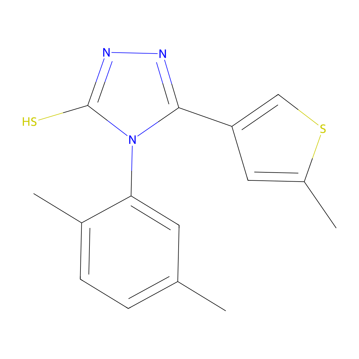 4-(2,5-dimethylphenyl)-3-(5-methylthiophen-3-yl)-1H-1,2,4-triazole-5-thione molecular structure, CAS 438235-87-1