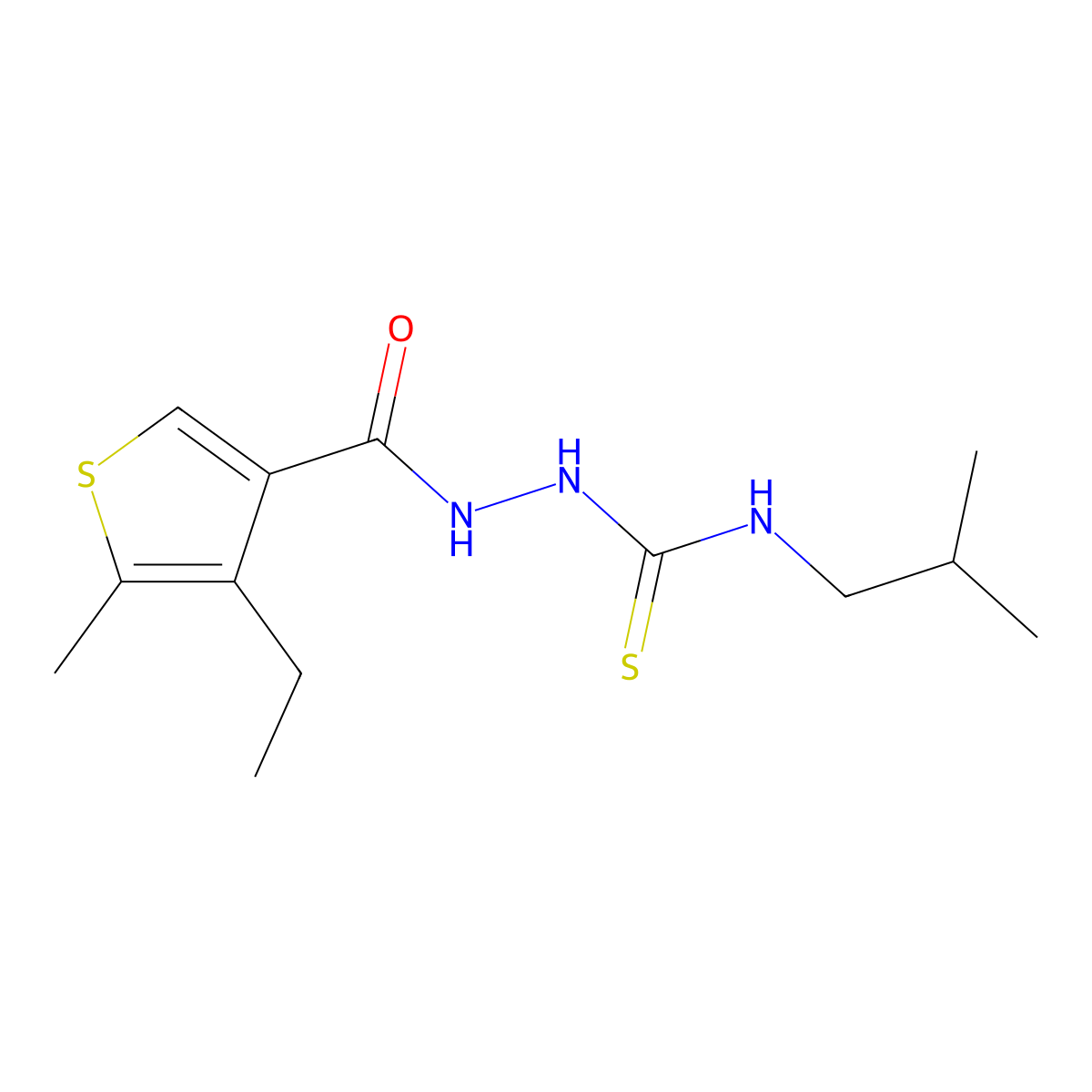 2-[(4-ethyl-5-methyl-3-thienyl)carbonyl]-N-isobutylhydrazinecarbothioamide molecular structure, CAS 438235-90-6