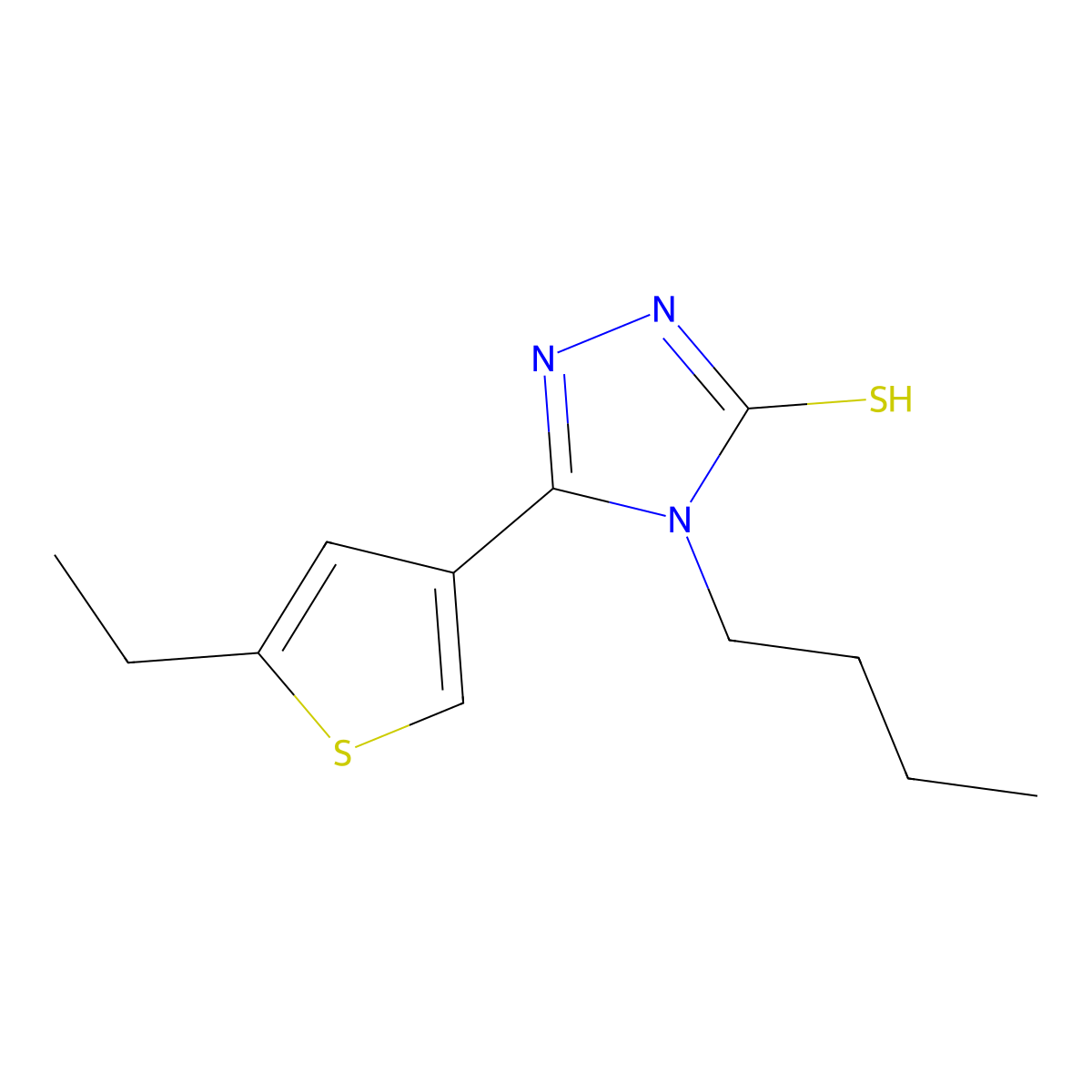4-butyl-3-(5-ethyl-3-thiophenyl)-1H-1,2,4-triazole-5-thione molecular structure, CAS 438235-93-9