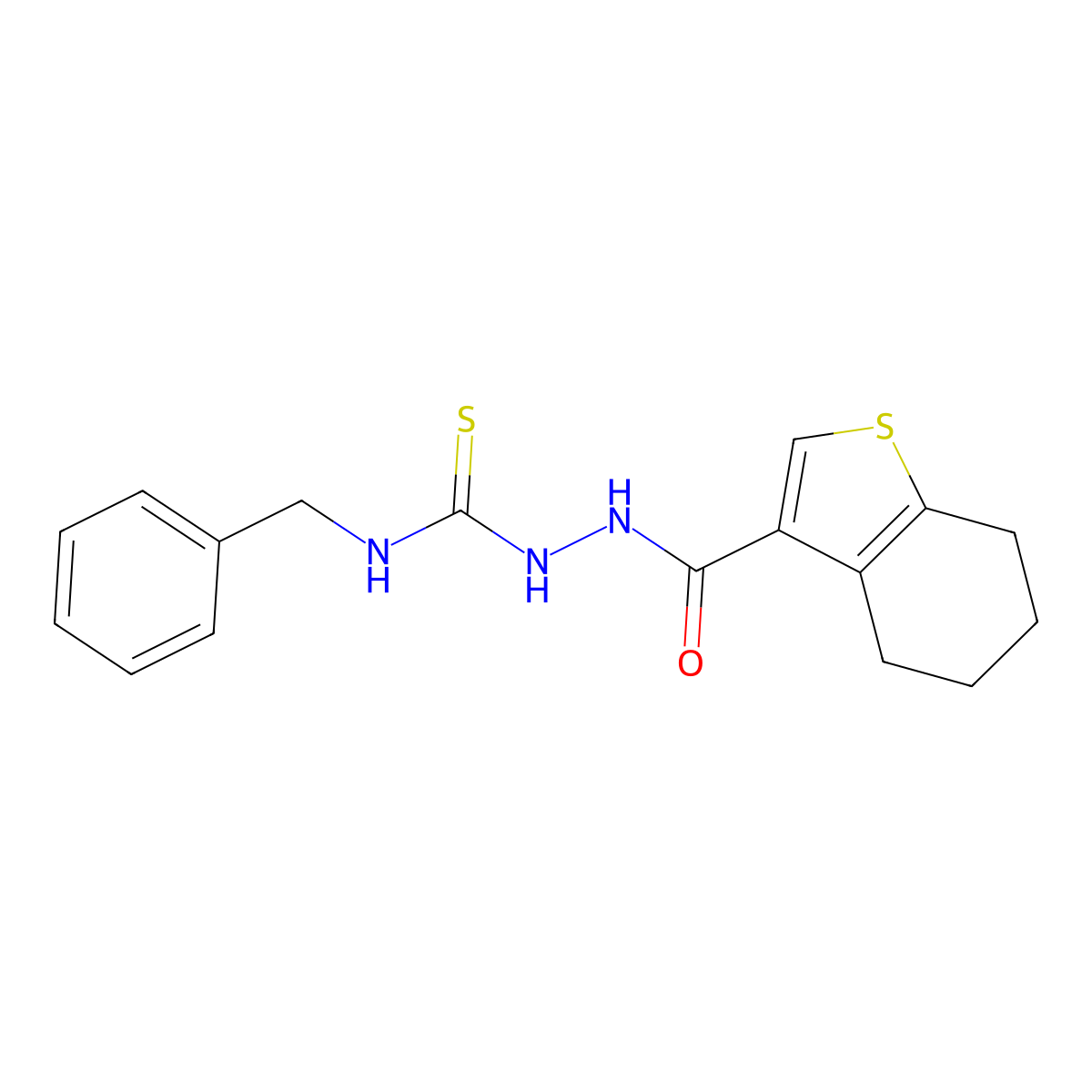 1-Benzyl-3-(4,5,6,7-tetrahydro-1-benzothiophene-3-carbonylamino)thiourea molecular structure, CAS 438235-94-0