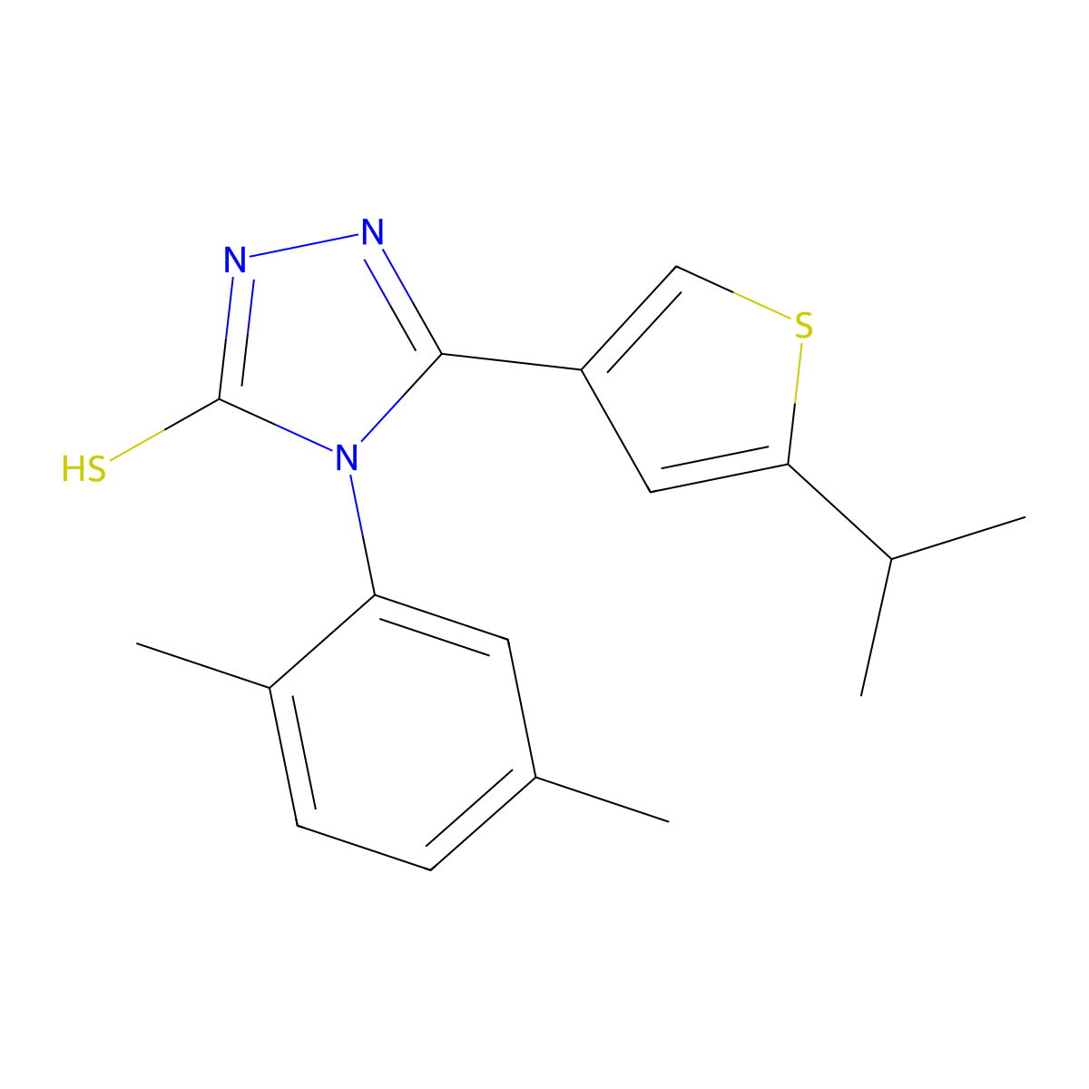 4-(2,5-dimethylphenyl)-3-(5-propan-2-ylthiophen-3-yl)-1H-1,2,4-triazole-5-thione molecular structure, CAS 438236-04-5