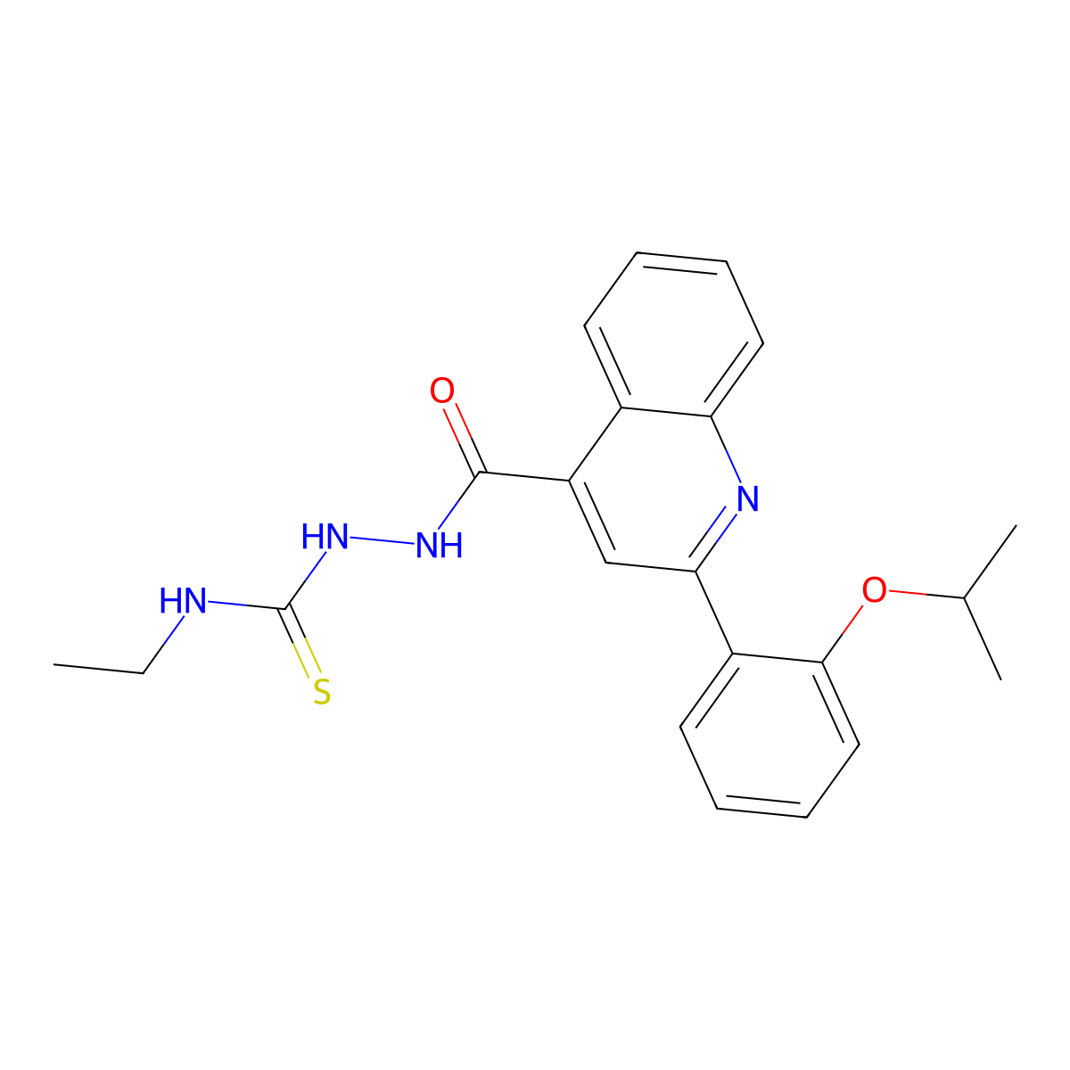 1-Ethyl-3-[[2-(2-propan-2-yloxyphenyl)quinoline-4-carbonyl]amino]thiourea molecular structure, CAS 438236-09-0