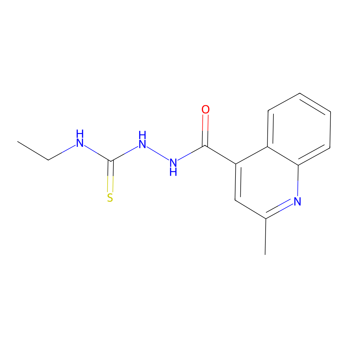 N-ethyl-2-[(2-methyl-4-quinolinyl)carbonyl]hydrazinecarbothioamide molecular structure, CAS 438236-11-4
