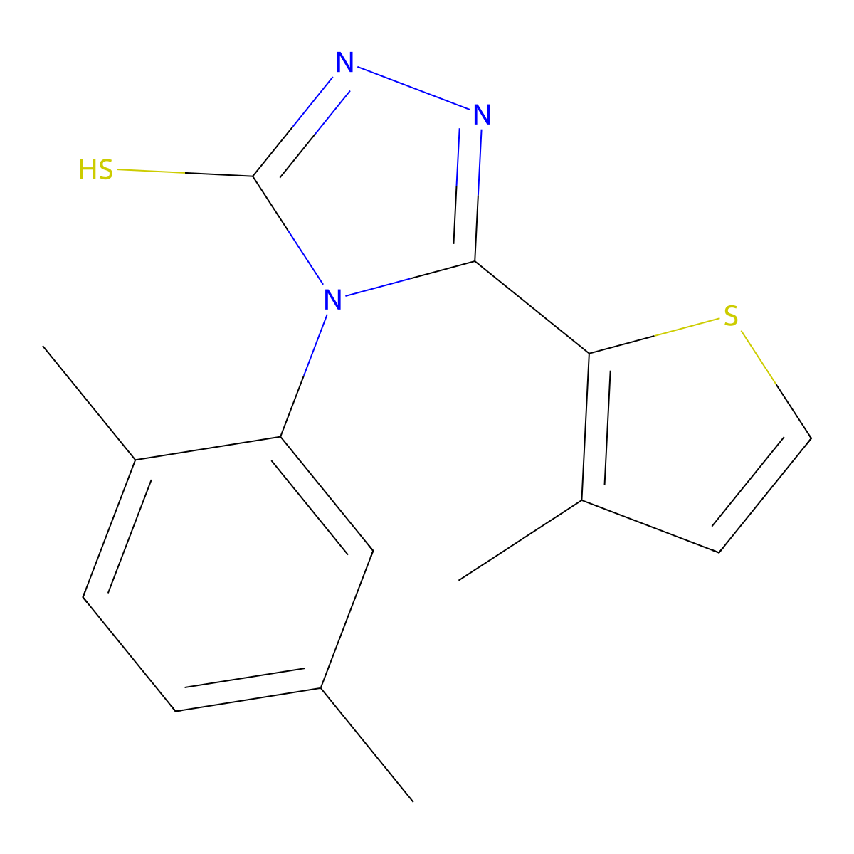 4-(2,5-dimethylphenyl)-3-(3-methylthiophen-2-yl)-1H-1,2,4-triazole-5-thione molecular structure, CAS 438236-18-1