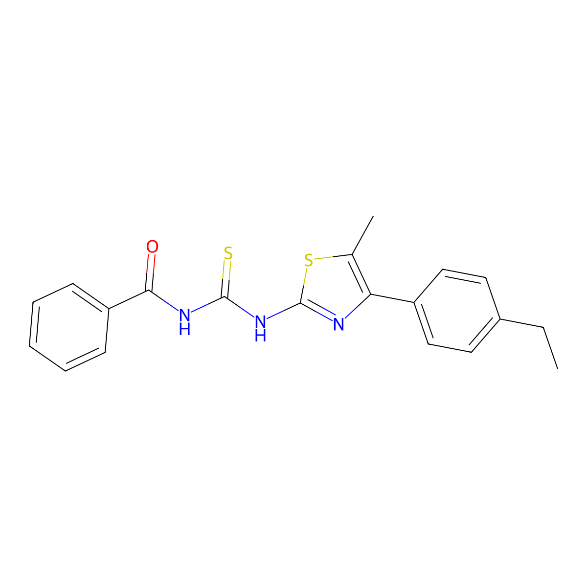 N-[[4-(4-ethylphenyl)-5-methyl-1,3-thiazol-2-yl]carbamothioyl]benzamide molecular structure, CAS 438236-26-1