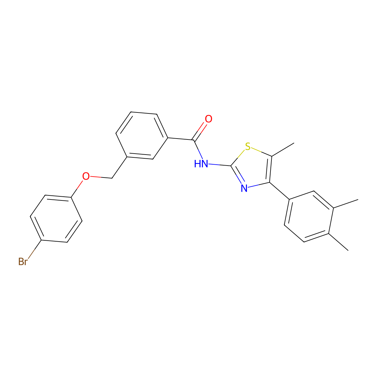 3-[(4-bromophenoxy)methyl]-N-[4-(3,4-dimethylphenyl)-5-methyl-1,3-thiazol-2-yl]benzamide molecular structure, CAS 438236-38-5