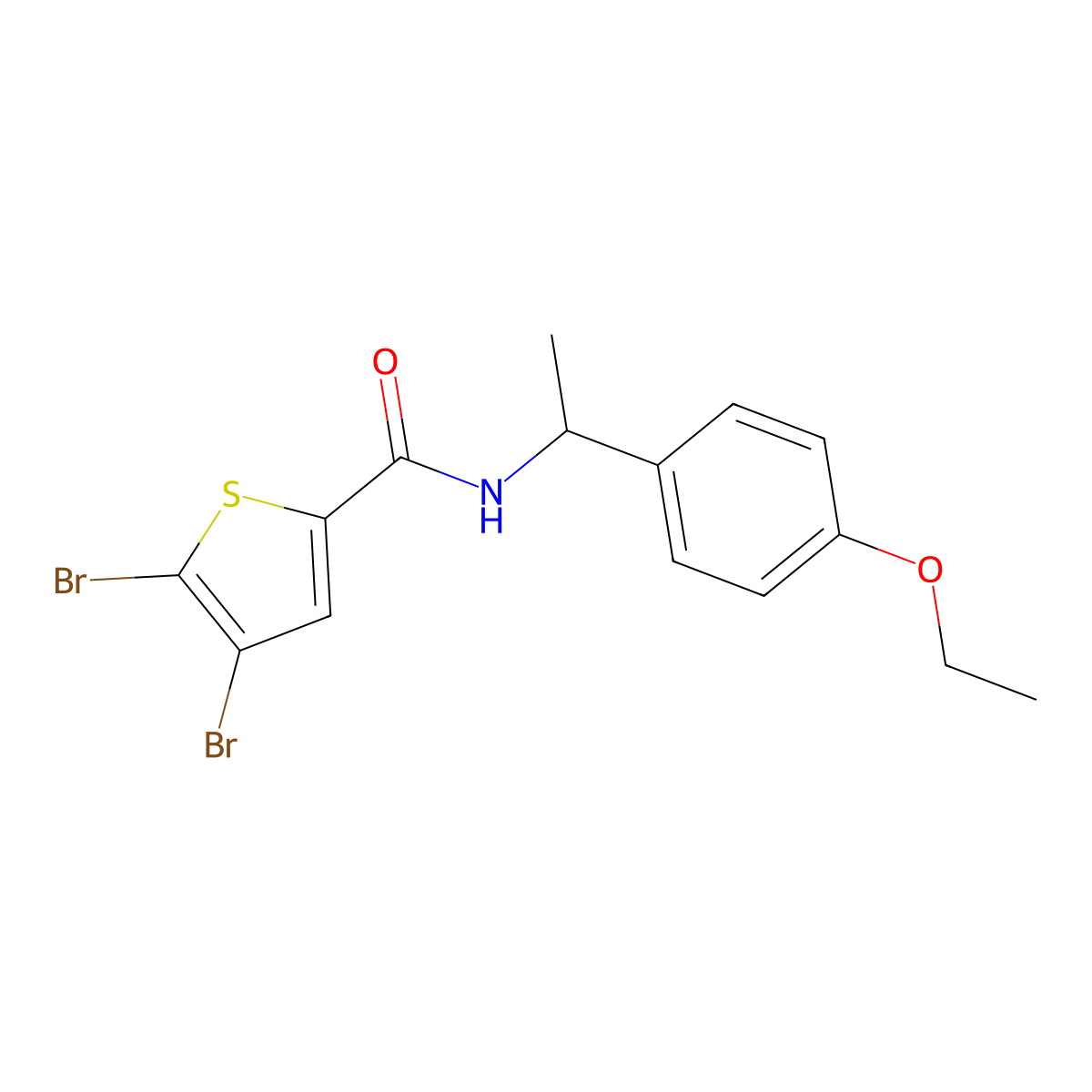4,5-dibromo-N-[1-(4-ethoxyphenyl)ethyl]thiophene-2-carboxamide molecular structure, CAS 438236-48-7
