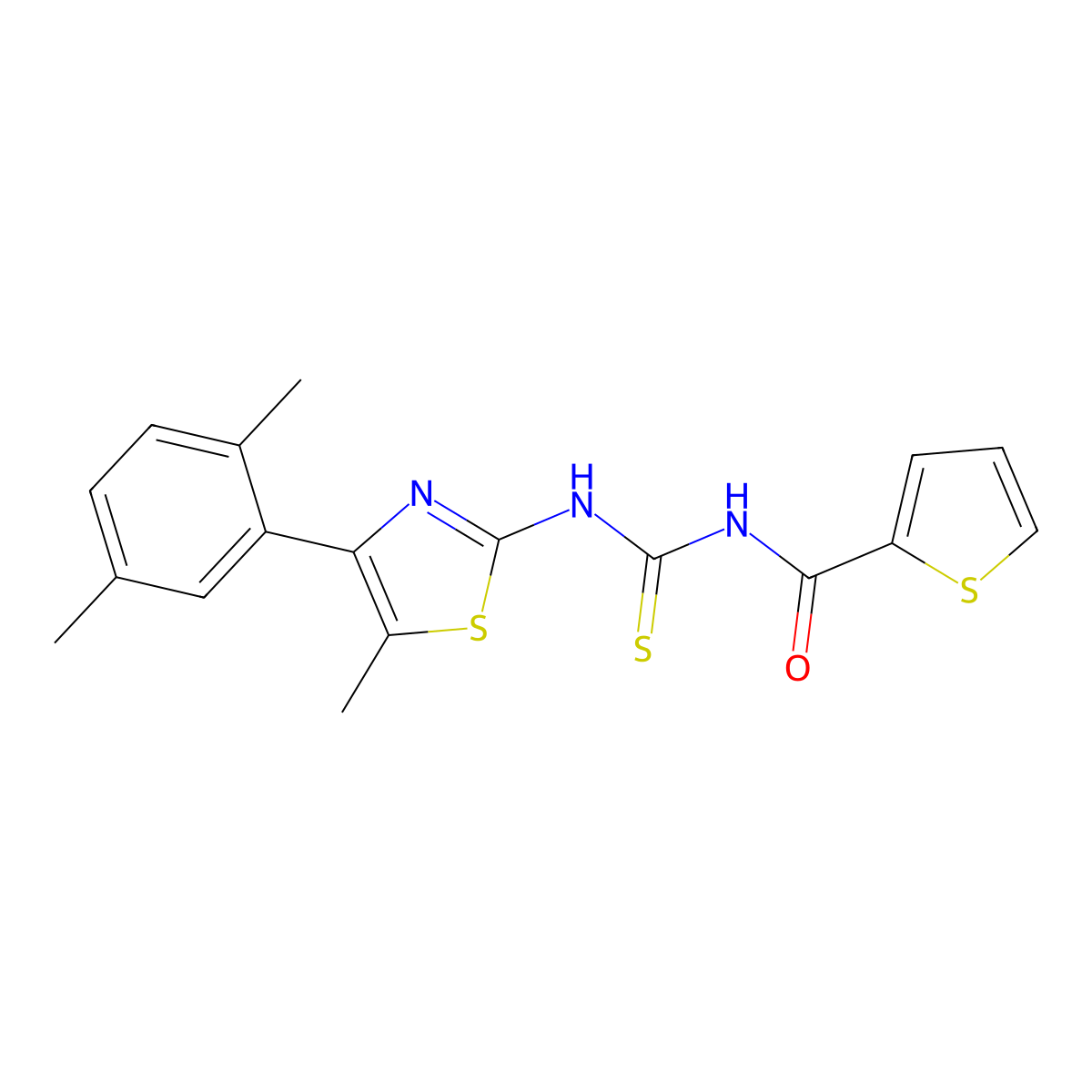 N-[[4-(2,5-dimethylphenyl)-5-methyl-1,3-thiazol-2-yl]carbamothioyl]thiophene-2-carboxamide molecular structure, CAS 438236-49-8