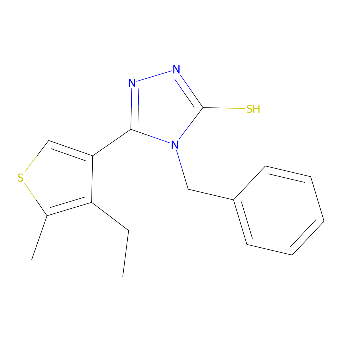3-(4-ethyl-5-methyl-3-thiophenyl)-4-(phenylmethyl)-1H-1,2,4-triazole-5-thione molecular structure, CAS 438236-52-3