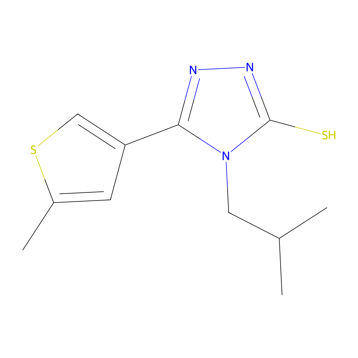 4-isobutyl-5-(5-methyl-3-thienyl)-4H-1,2,4-triazol-3-yl hydrosulfide molecular structure, CAS 438236-53-4