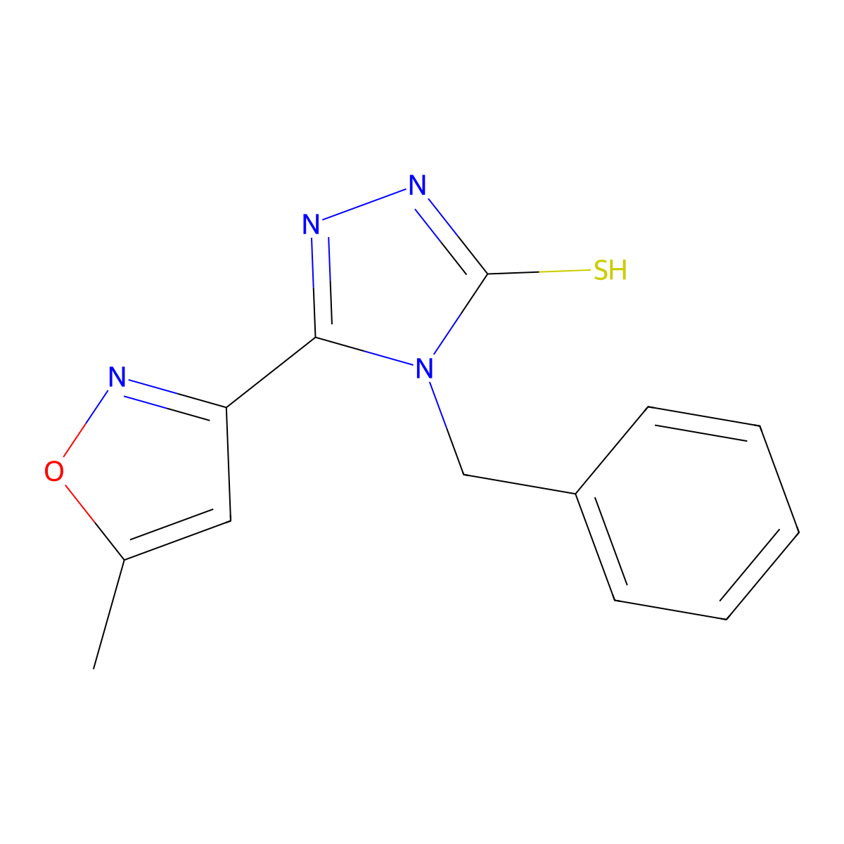 4-benzyl-3-(5-methyl-1,2-oxazol-3-yl)-1H-1,2,4-triazole-5-thione molecular structure, CAS 438236-62-5