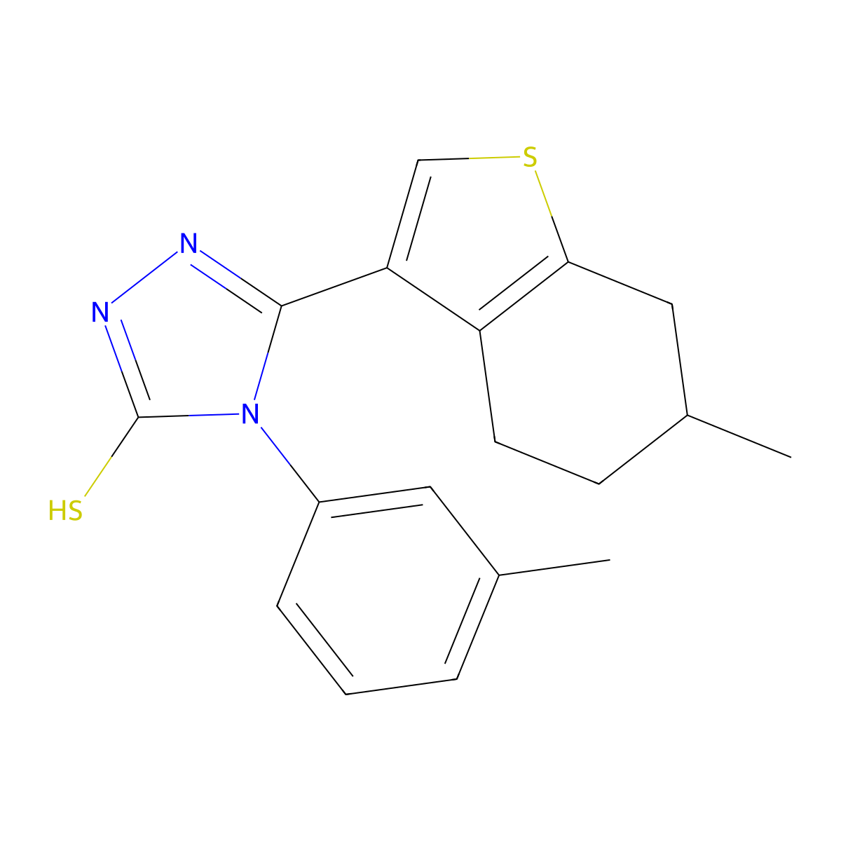 4-(3-methylphenyl)-3-(6-methyl-4,5,6,7-tetrahydro-1-benzothiophen-3-yl)-1H-1,2,4-triazole-5-thione molecular structure, CAS 438236-63-6