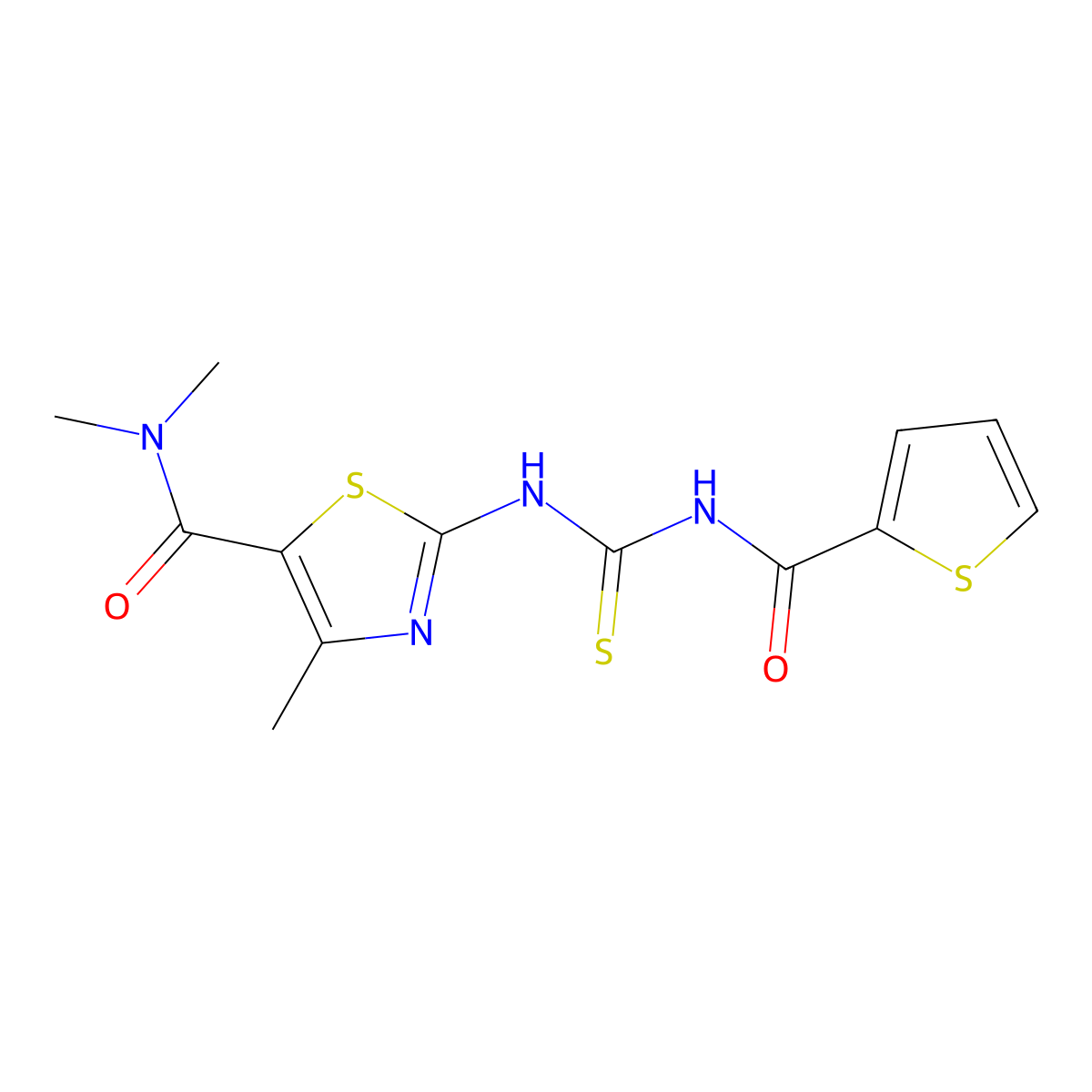 N,N,4-trimethyl-2-({[(2-thienylcarbonyl)amino]carbothioyl}amino)-1,3-thiazole-5-carboxamide molecular structure, CAS 438236-66-9