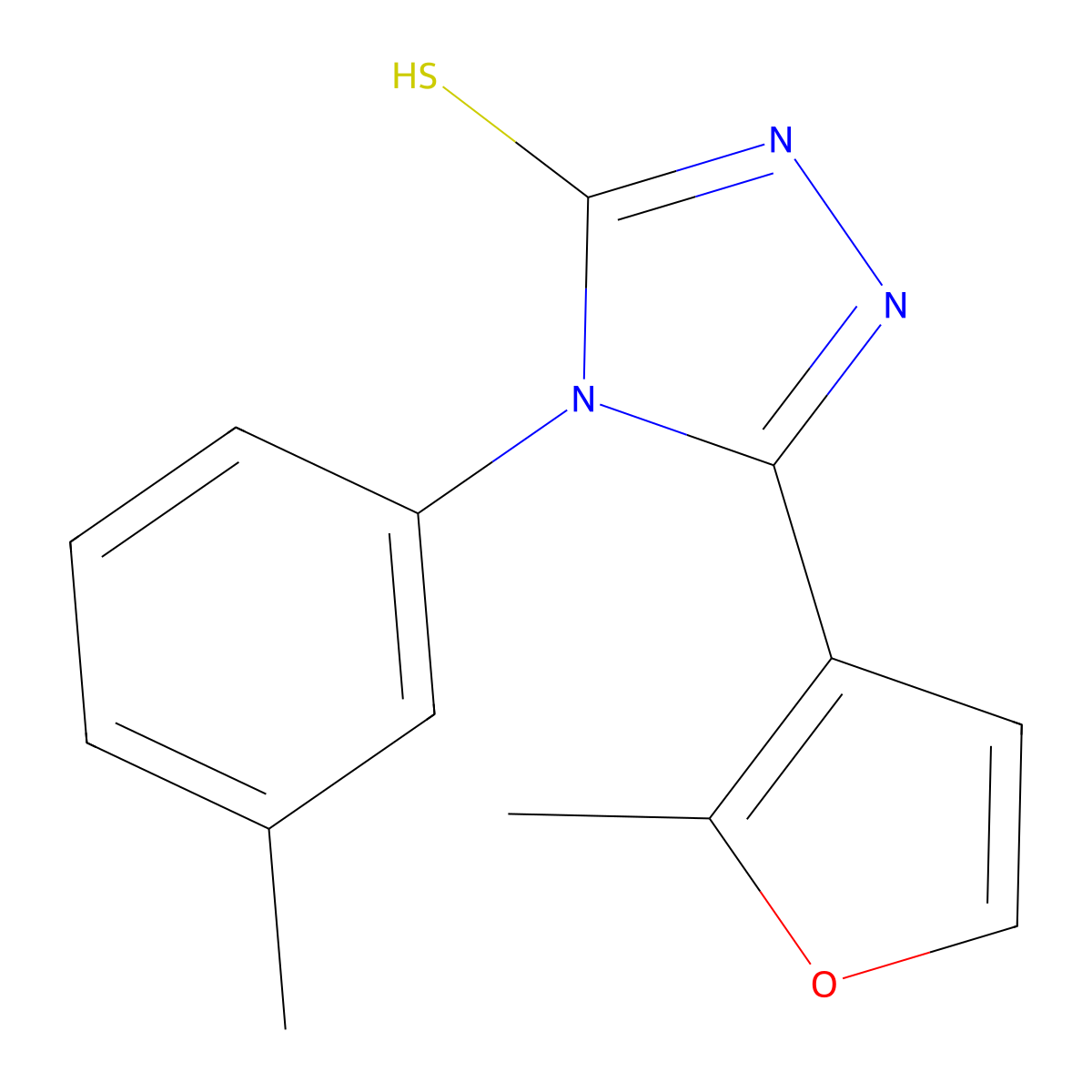3-(2-methylfuran-3-yl)-4-(3-methylphenyl)-1H-1,2,4-triazole-5-thione molecular structure, CAS 438236-75-0