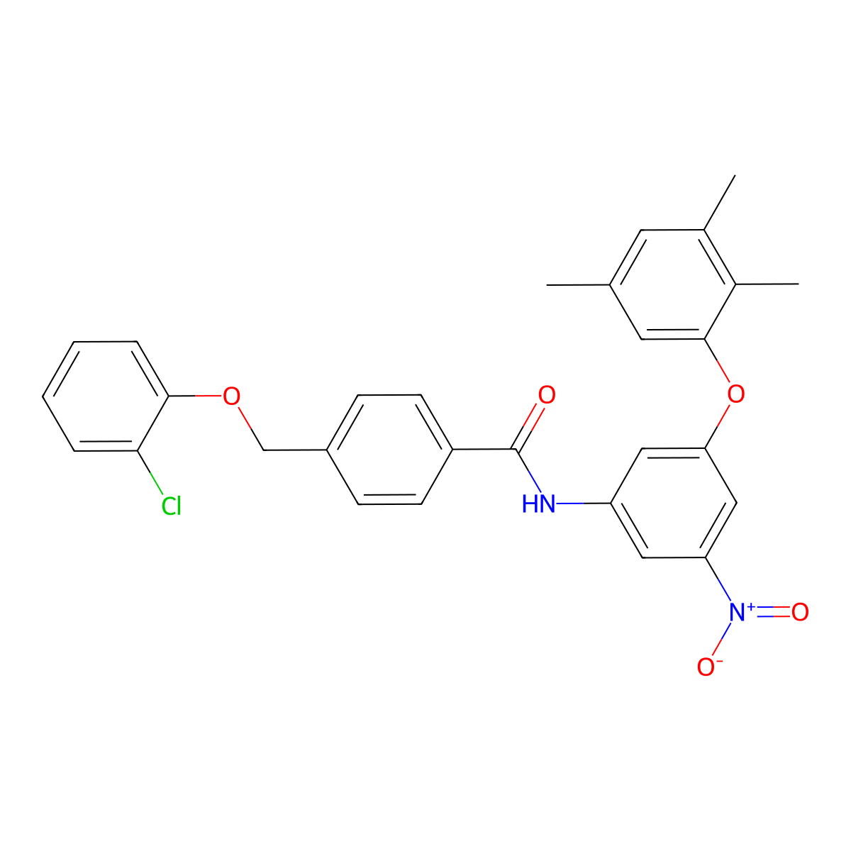 4-[(2-chlorophenoxy)methyl]-N-[3-nitro-5-(2,3,5-trimethylphenoxy)phenyl]benzamide molecular structure, CAS 438236-83-0