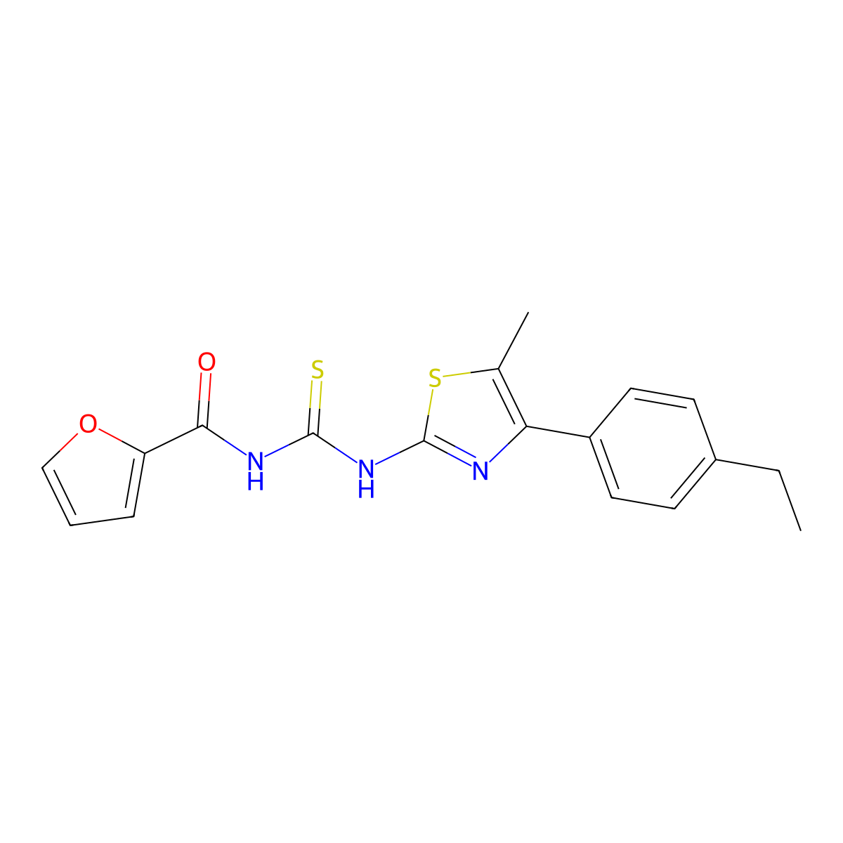 N-[[4-(4-ethylphenyl)-5-methyl-1,3-thiazol-2-yl]carbamothioyl]furan-2-carboxamide molecular structure, CAS 438236-84-1