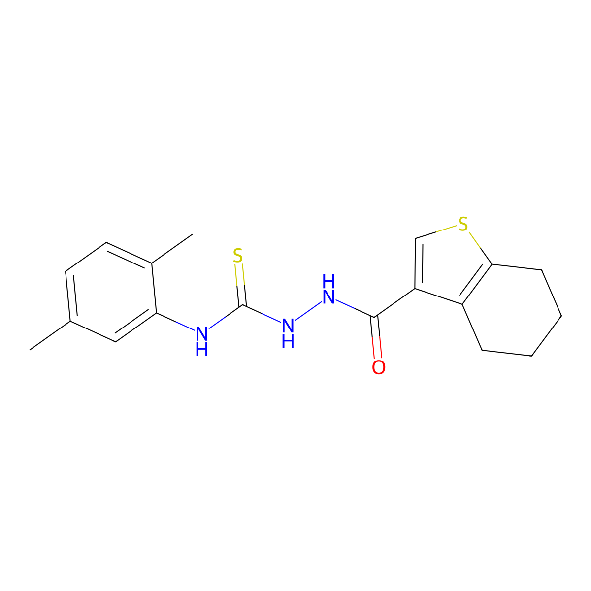 N-(2,5-dimethylphenyl)-2-(4,5,6,7-tetrahydro-1-benzothien-3-ylcarbonyl)hydrazinecarbothioamide molecular structure, CAS 438236-85-2