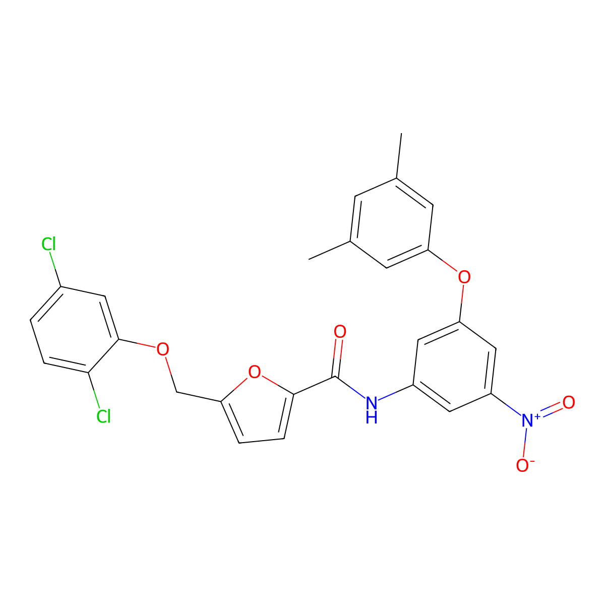 5-[(2,5-dichlorophenoxy)methyl]-N-[3-(3,5-dimethylphenoxy)-5-nitrophenyl]furan-2-carboxamide molecular structure, CAS 438236-87-4