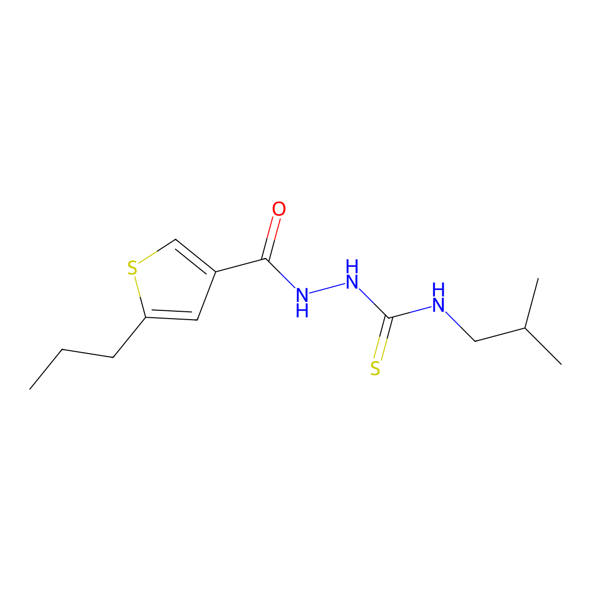 1-(2-Methylpropyl)-3-[(5-propylthiophene-3-carbonyl)amino]thiourea molecular structure, CAS 438237-07-1