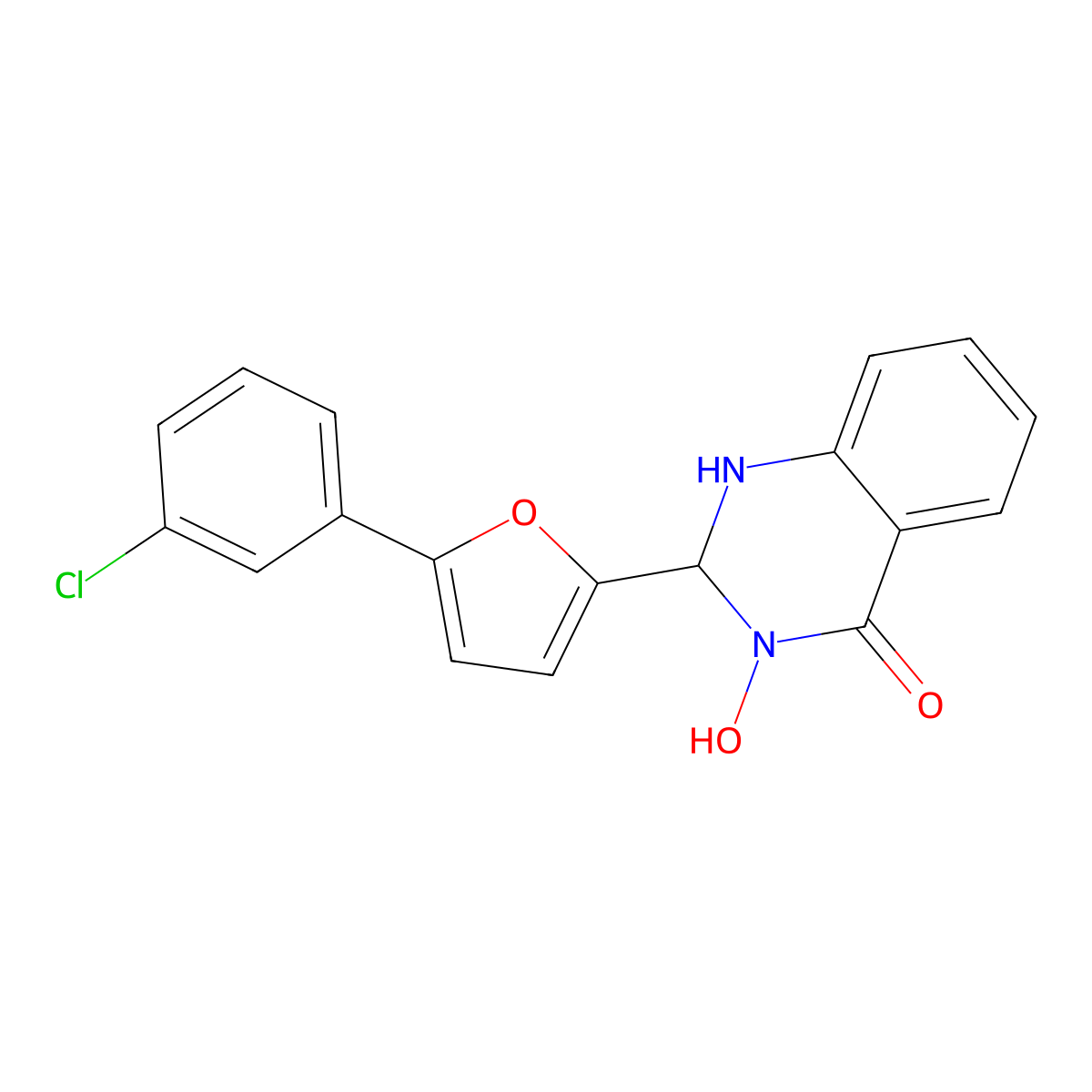 2-[5-(3-Chlorophenyl)furan-2-yl]-3-hydroxy-1,2-dihydroquinazolin-4-one molecular structure, CAS 438237-09-3