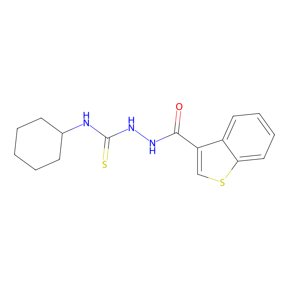 1-(1-Benzothiophene-3-carbonylamino)-3-cyclohexylthiourea molecular structure, CAS 438237-22-0