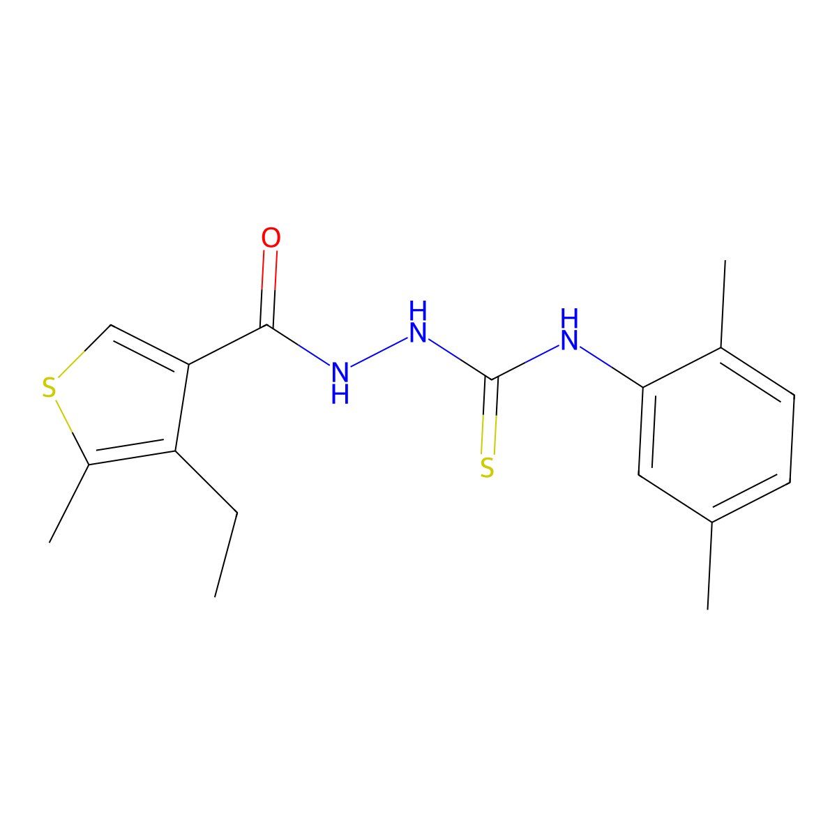 1-(2,5-Dimethylphenyl)-3-[(4-ethyl-5-methylthiophene-3-carbonyl)amino]thiourea molecular structure, CAS 438237-25-3