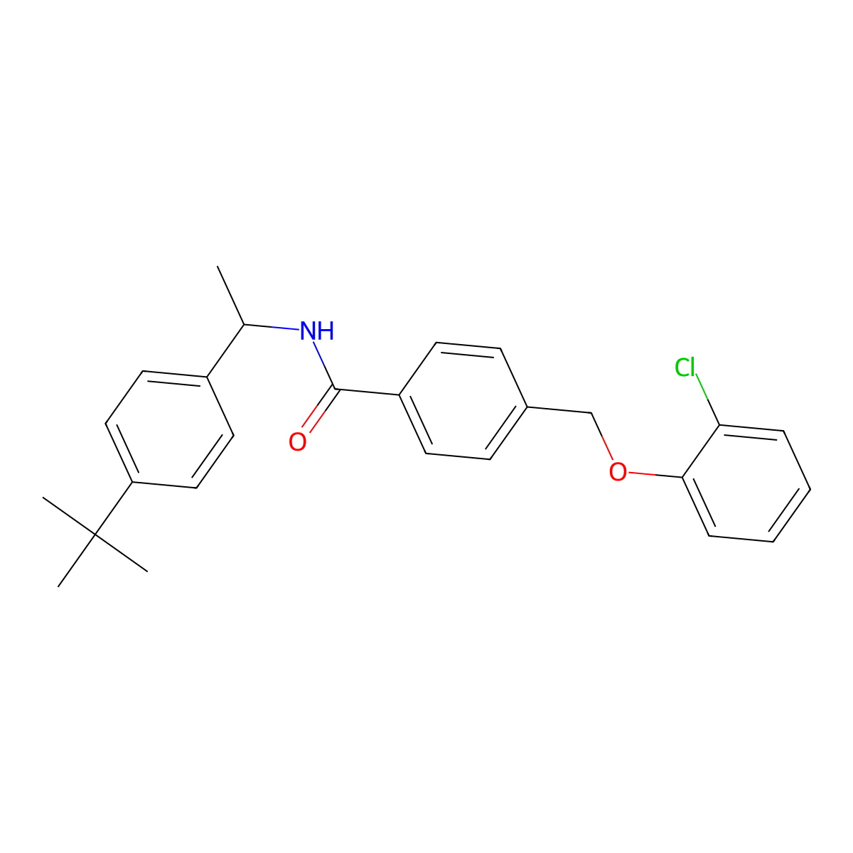 N-[1-(4-tert-butylphenyl)ethyl]-4-[(2-chlorophenoxy)methyl]benzamide molecular structure, CAS 438237-36-6