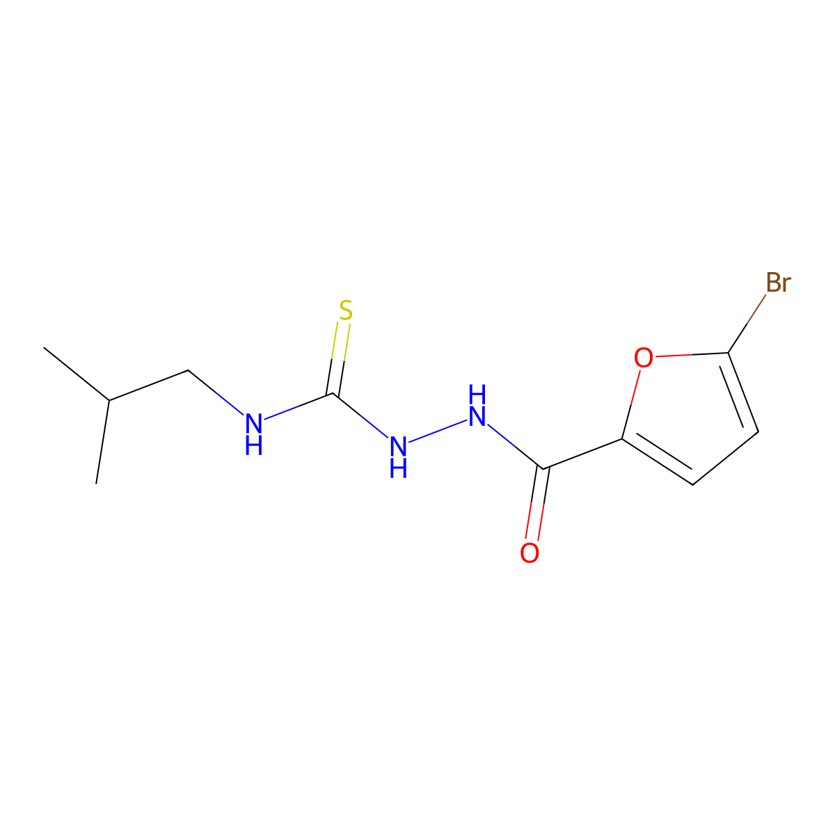 2-(5-bromo-2-furoyl)-N-isobutylhydrazinecarbothioamide molecular structure, CAS 438237-41-3