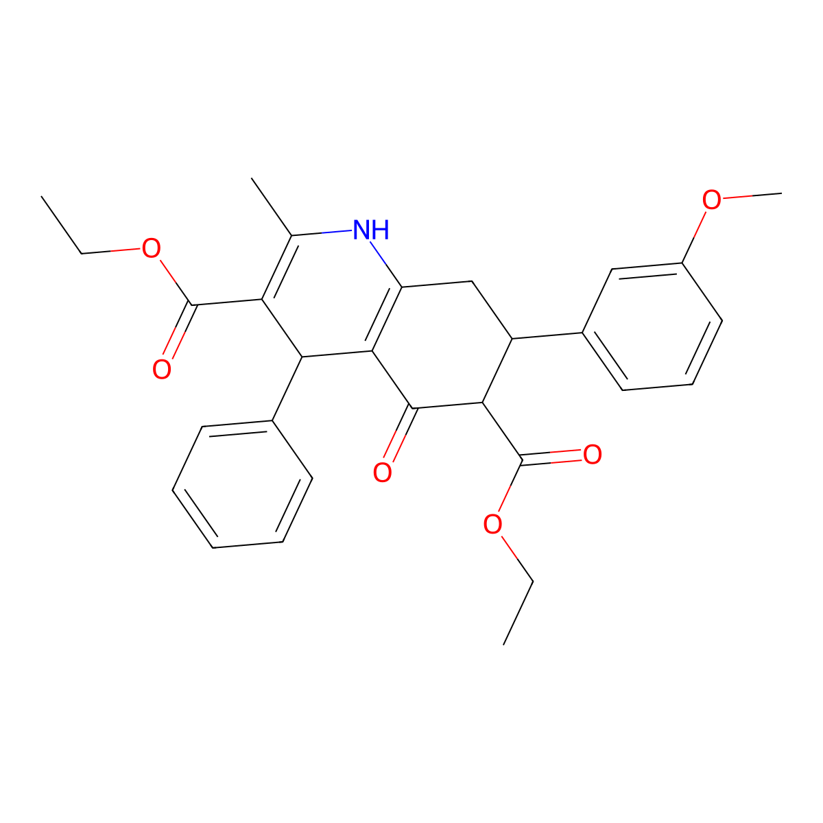 Diethyl 7-(3-methoxyphenyl)-2-methyl-5-oxo-4-phenyl-1,4,5,6,7,8-hexahydro-3,6-quinolinedicarboxylate molecular structure, CAS 438238-87-0