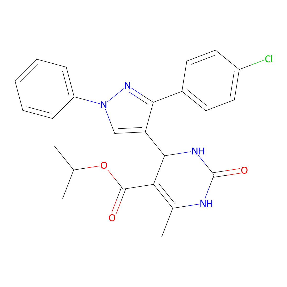 propan-2-yl 4-[3-(4-chlorophenyl)-1-phenyl-1H-pyrazol-4-yl]-6-methyl-2-oxo-1,2,3,4-tetrahydropyrimidine-5-carboxylate molecular structure, CAS 438243-99-3