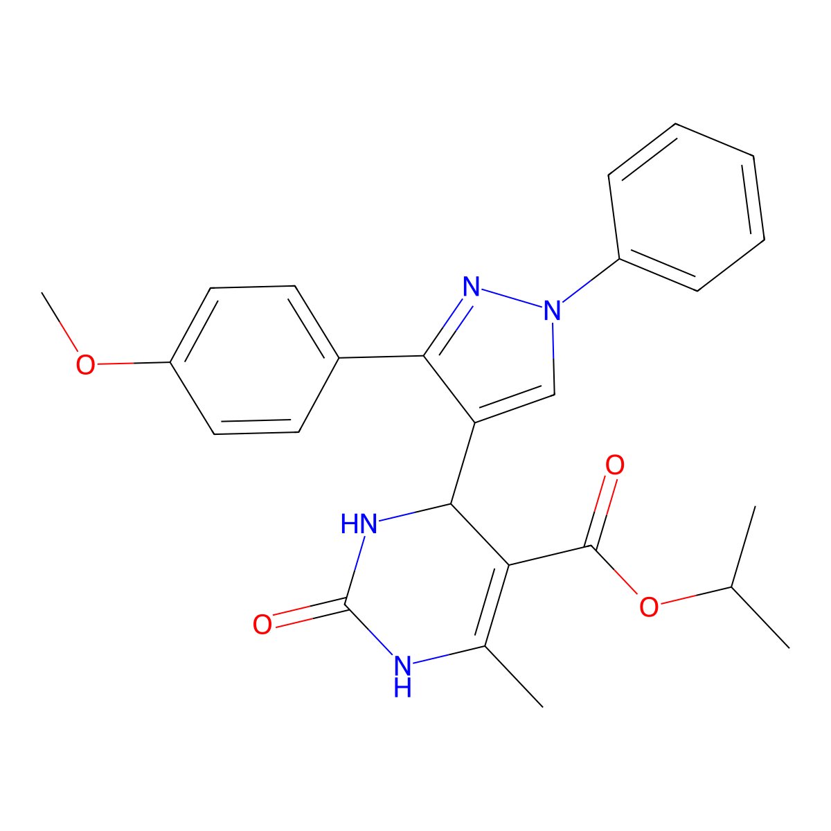 propan-2-yl 4-[3-(4-methoxyphenyl)-1-phenyl-1H-pyrazol-4-yl]-6-methyl-2-oxo-1,2,3,4-tetrahydropyrimidine-5-carboxylate molecular structure, CAS 438244-08-7