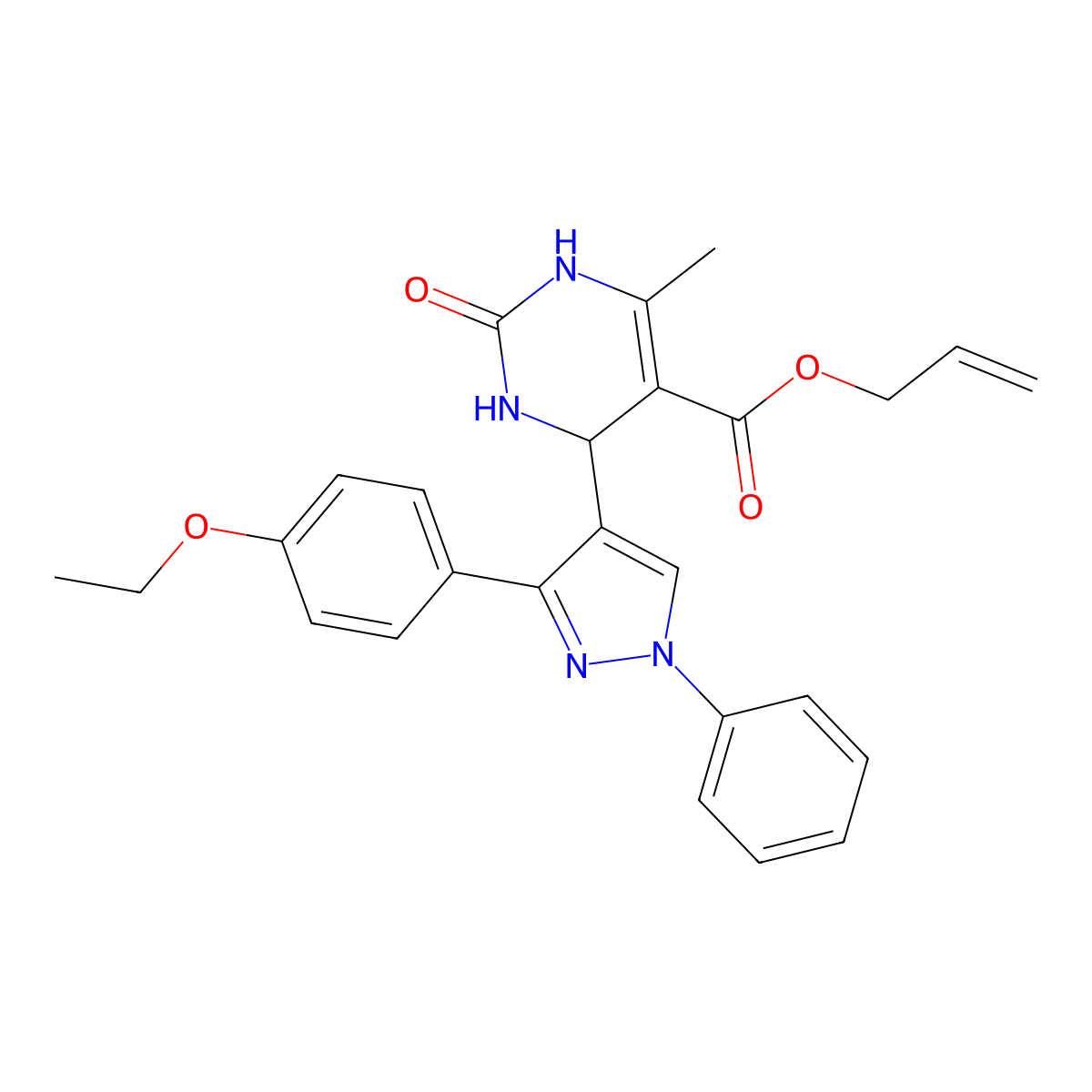 prop-2-en-1-yl 4-[3-(4-ethoxyphenyl)-1-phenyl-1H-pyrazol-4-yl]-6-methyl-2-oxo-1,2,3,4-tetrahydropyrimidine-5-carboxylate molecular structure, CAS 438244-20-3