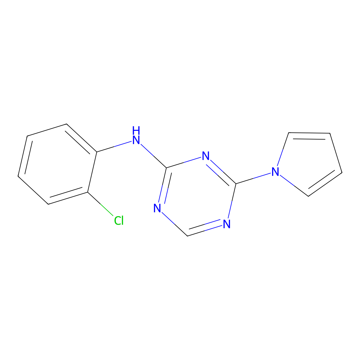 N-(2-chlorophenyl)-4-(1H-pyrrol-1-yl)-1,3,5-triazin-2-amine molecular structure, CAS 438249-81-1