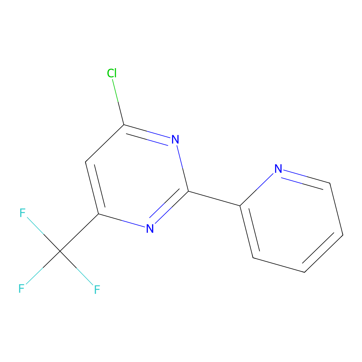 4-Chloro-2-(2-pyridinyl)-6-(trifluoromethyl)pyrimidine molecular structure, CAS 438249-84-4