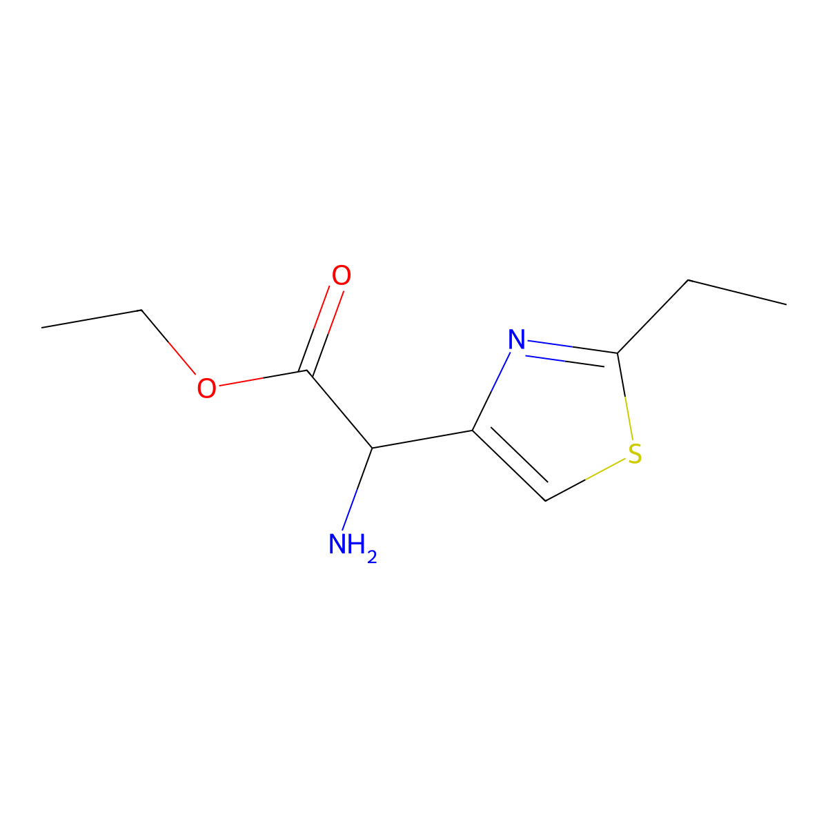 Ethyl 2-amino-2-(2-ethyl-1,3-thiazol-4-yl)acetate molecular structure, CAS 438252-24-5