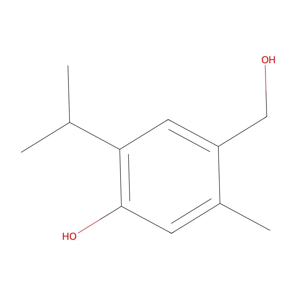Benzenemethanol, 4-hydroxy-2-methyl-5-(1-methylethyl)- molecular structure, CAS 4383-04-4